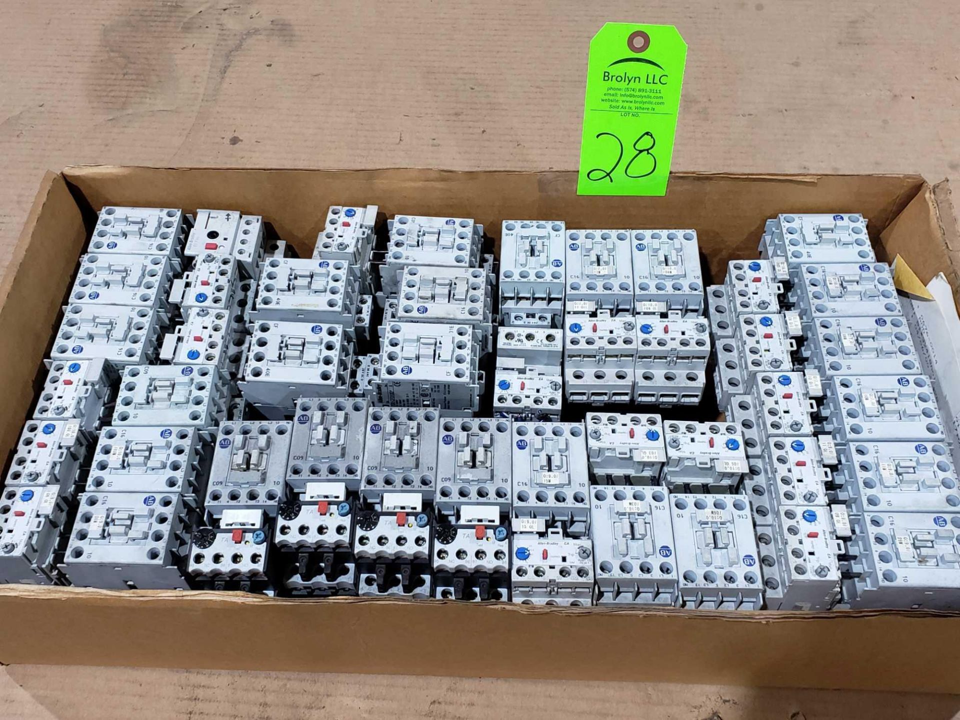 Large Qty of Allen Bradley Contactors in assorted sizes and part numbers.