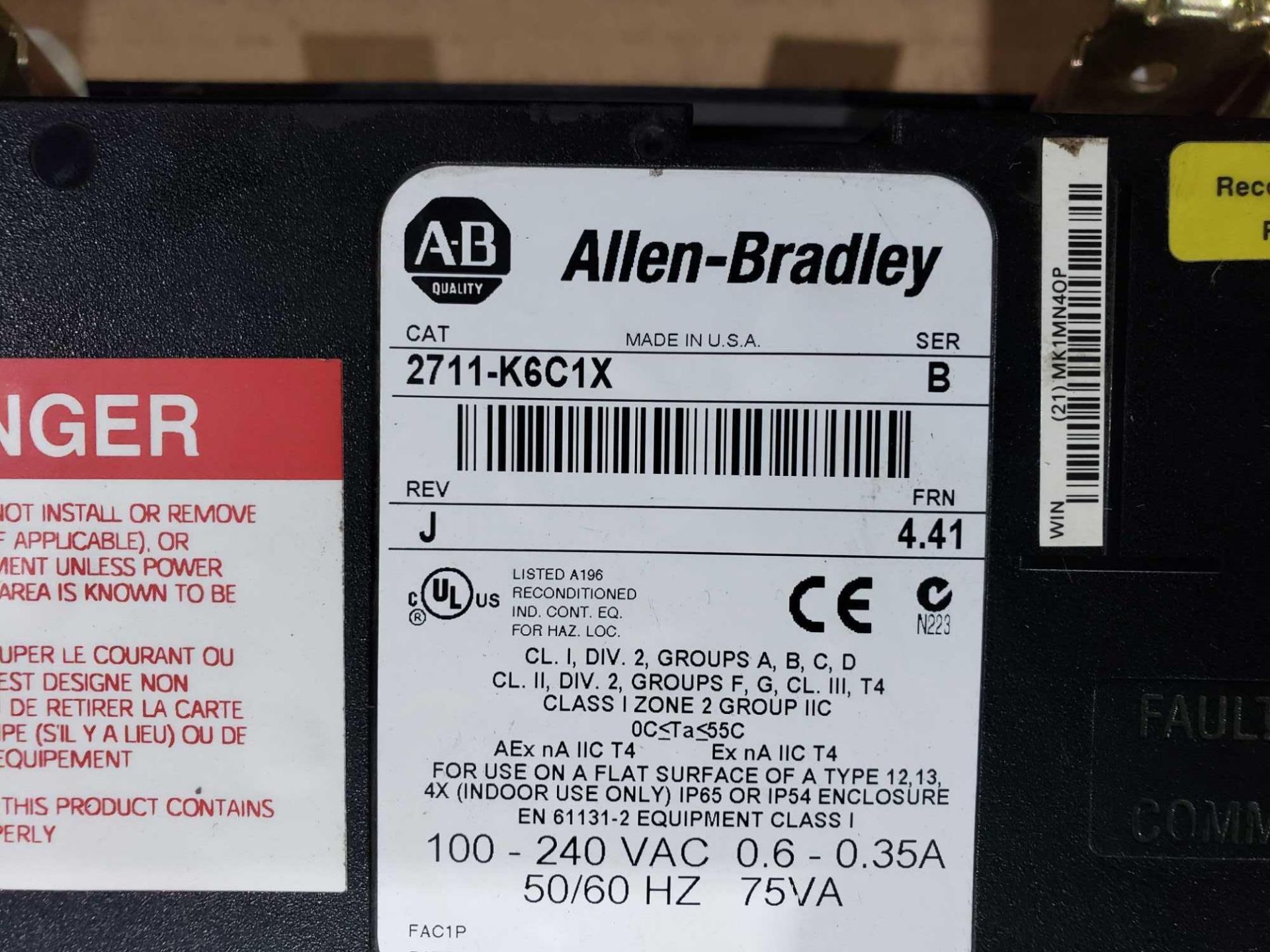 Allen Bradley Panelview 600 Catalog number 2711-K6C1. - Image 3 of 3