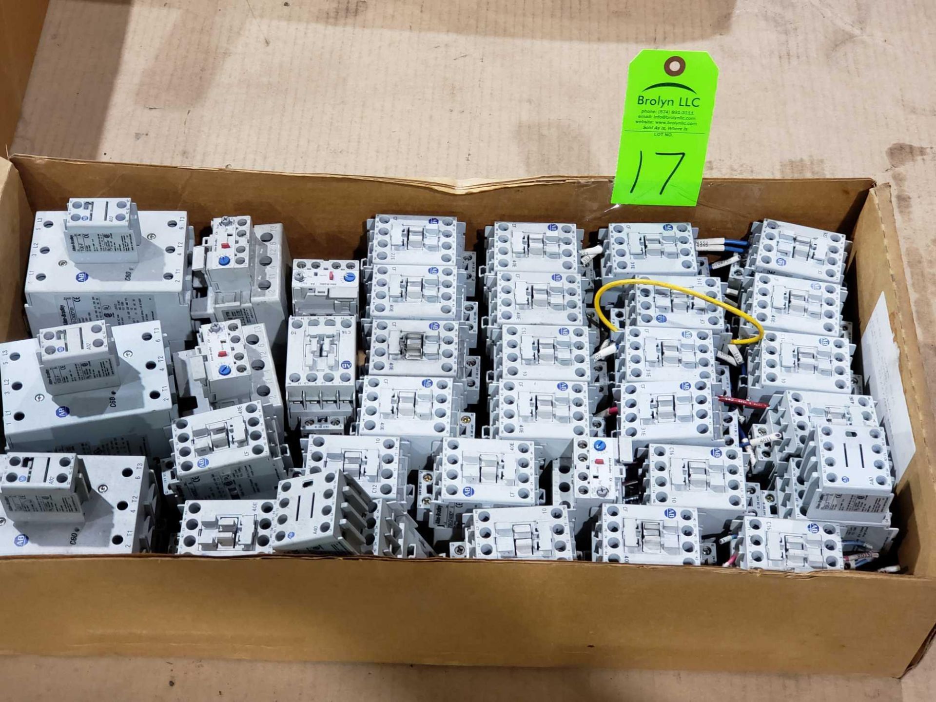 Large Qty of Allen Bradley Contactors in assorted sizes and part numbers.