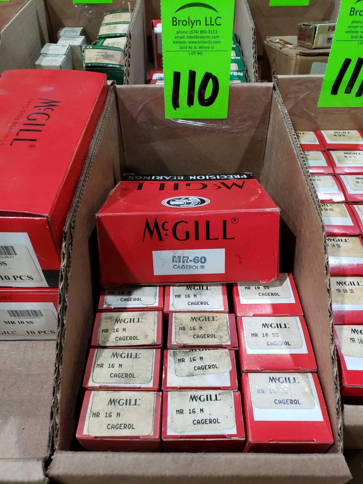 Qty 12- McGill bearings, assorted part numbers. New in boxes as pictured.