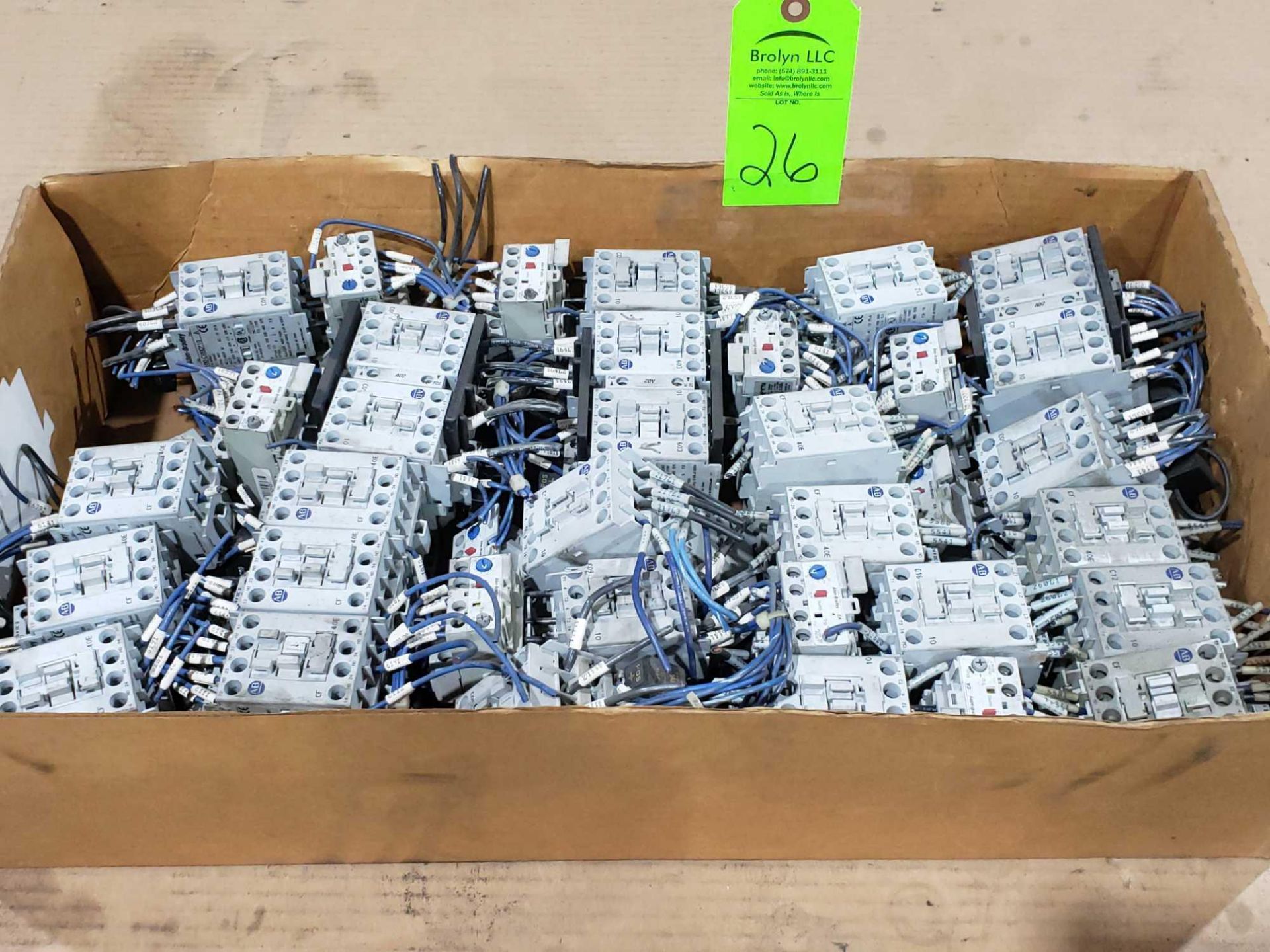 Large Qty of Allen Bradley Contactors in assorted sizes and part numbers.