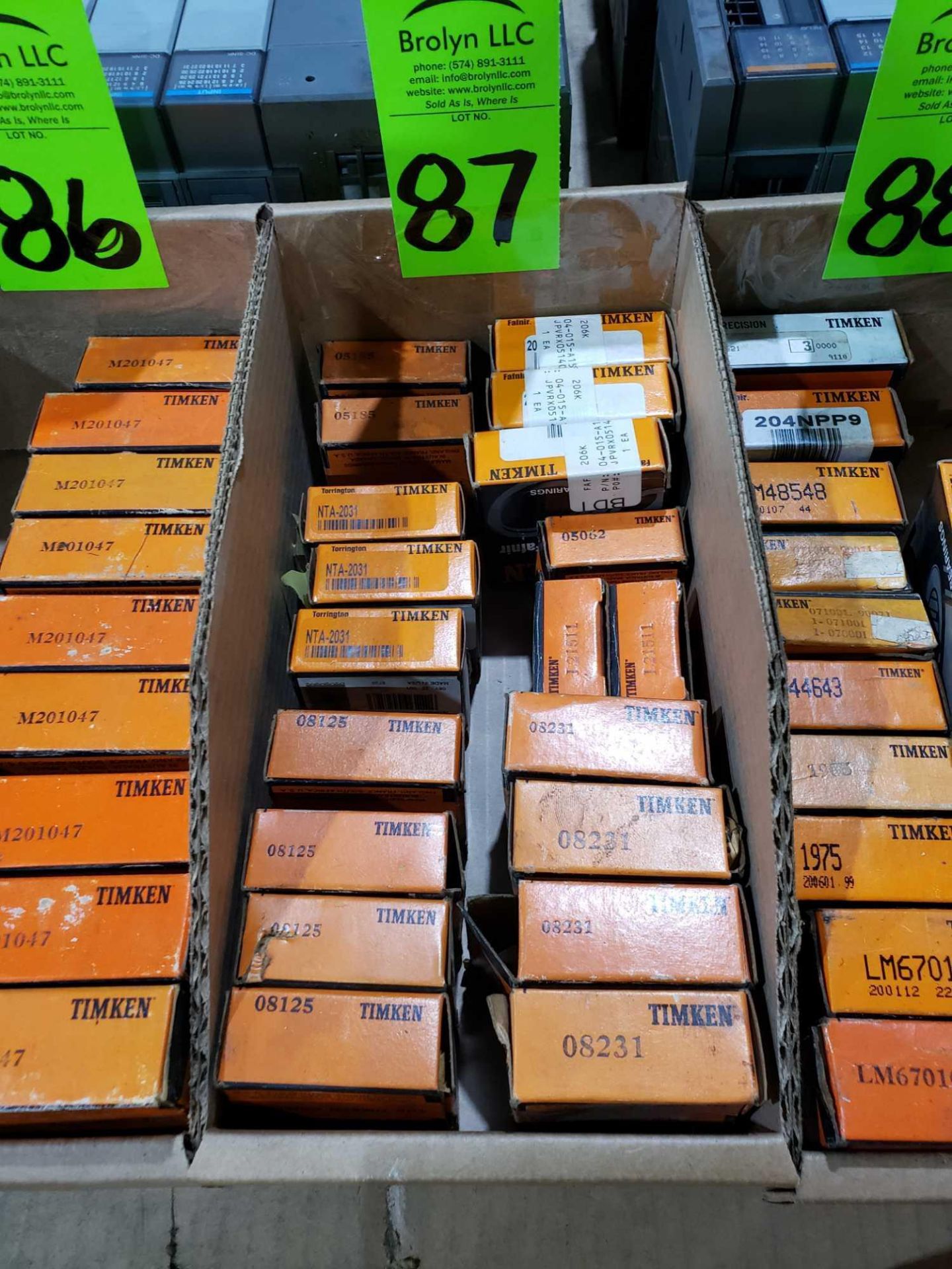 Qty 19 - Timken bearings, assorted part numbers. New in boxes as pictured.
