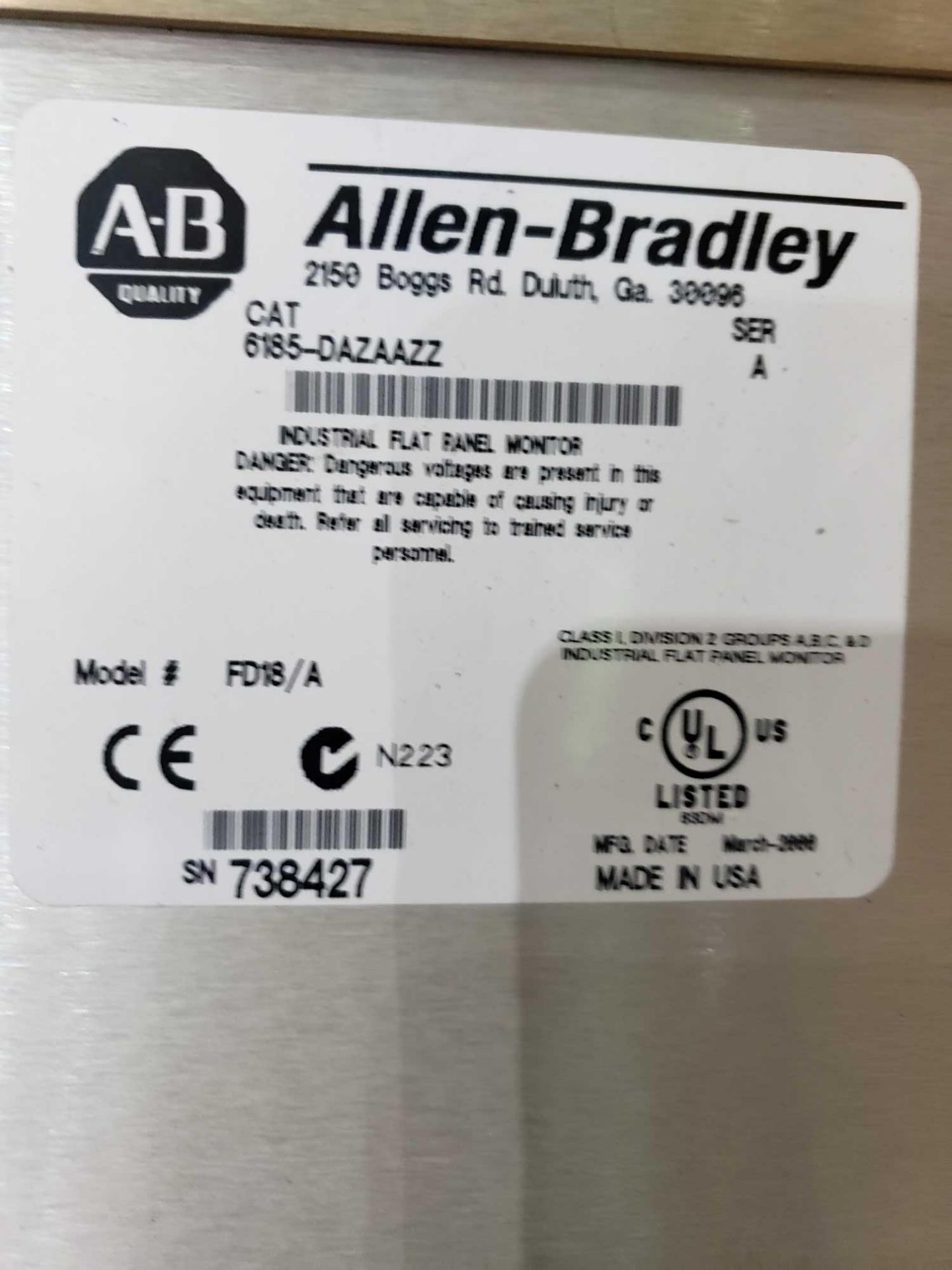 Allen Bradley Catalog 6185-DAZAAZZ. - Image 2 of 2