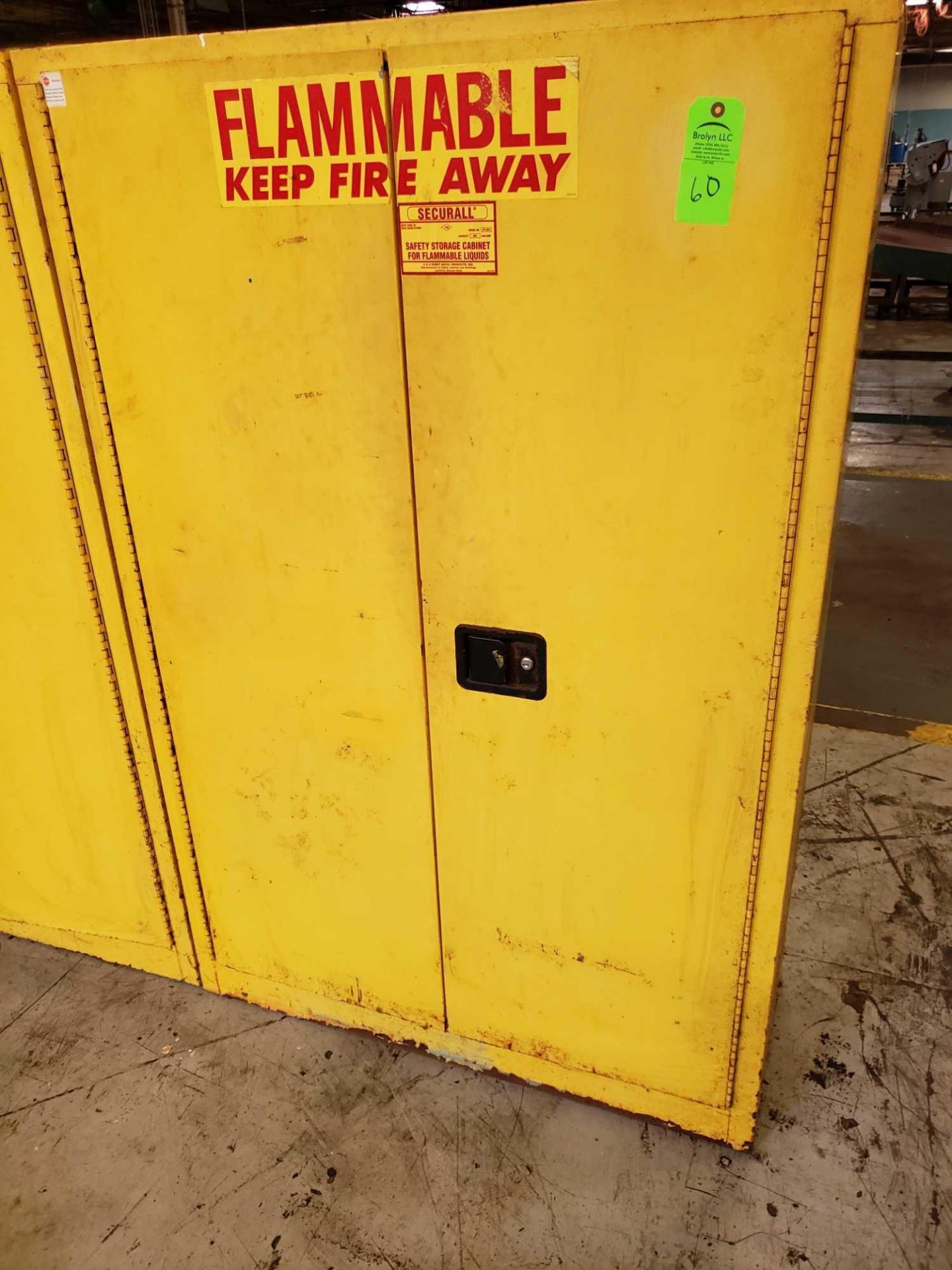 Flammable cabinet 18" Deep 43" Wide 65 1/4" Tall.