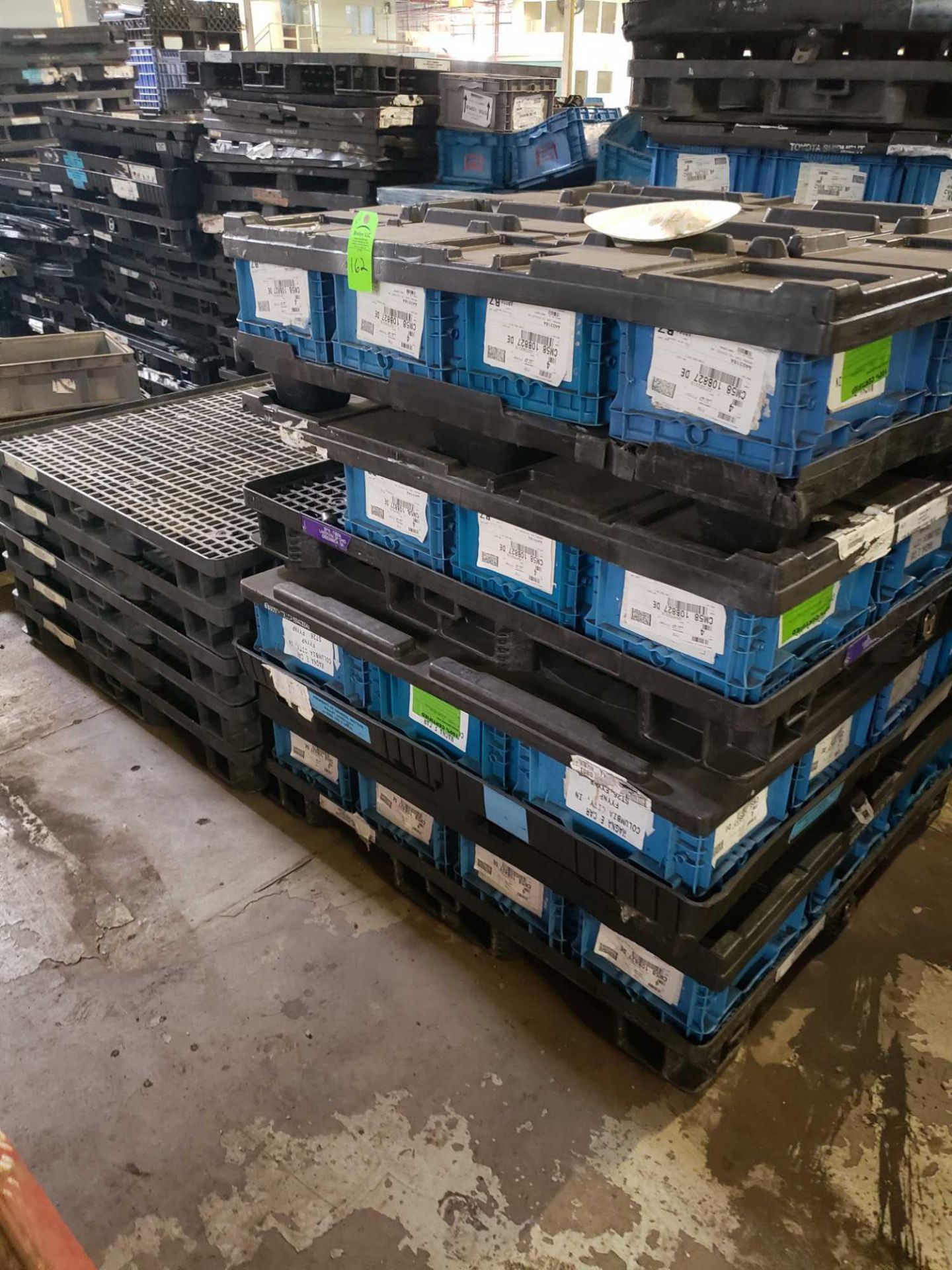 Qty 3 - pallets of plastic totes and skids