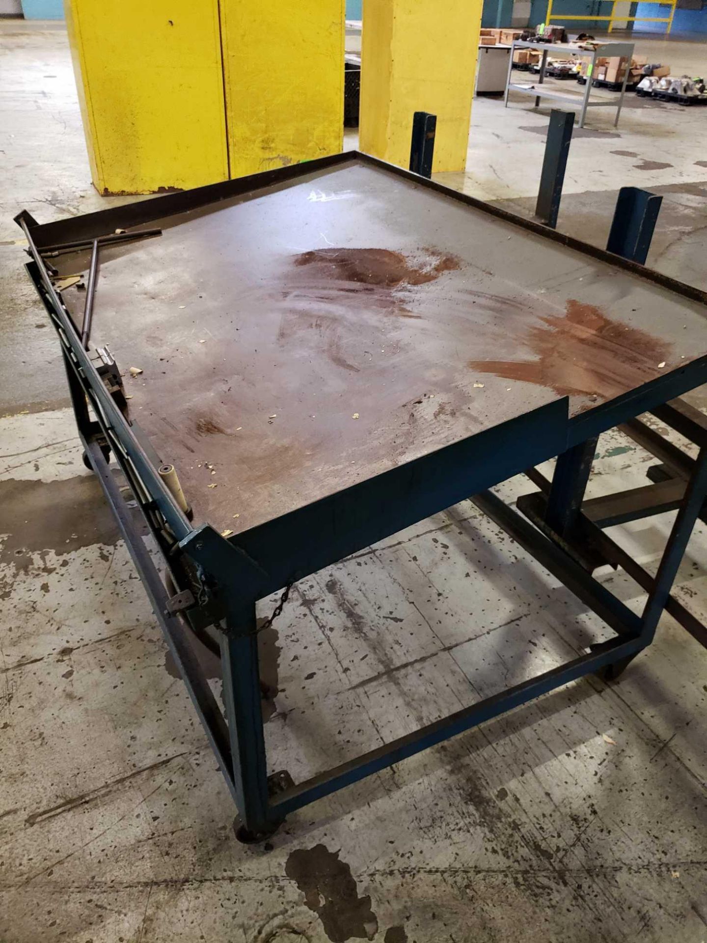 Steel table on casters. 70" wide 4' deep - Image 3 of 3