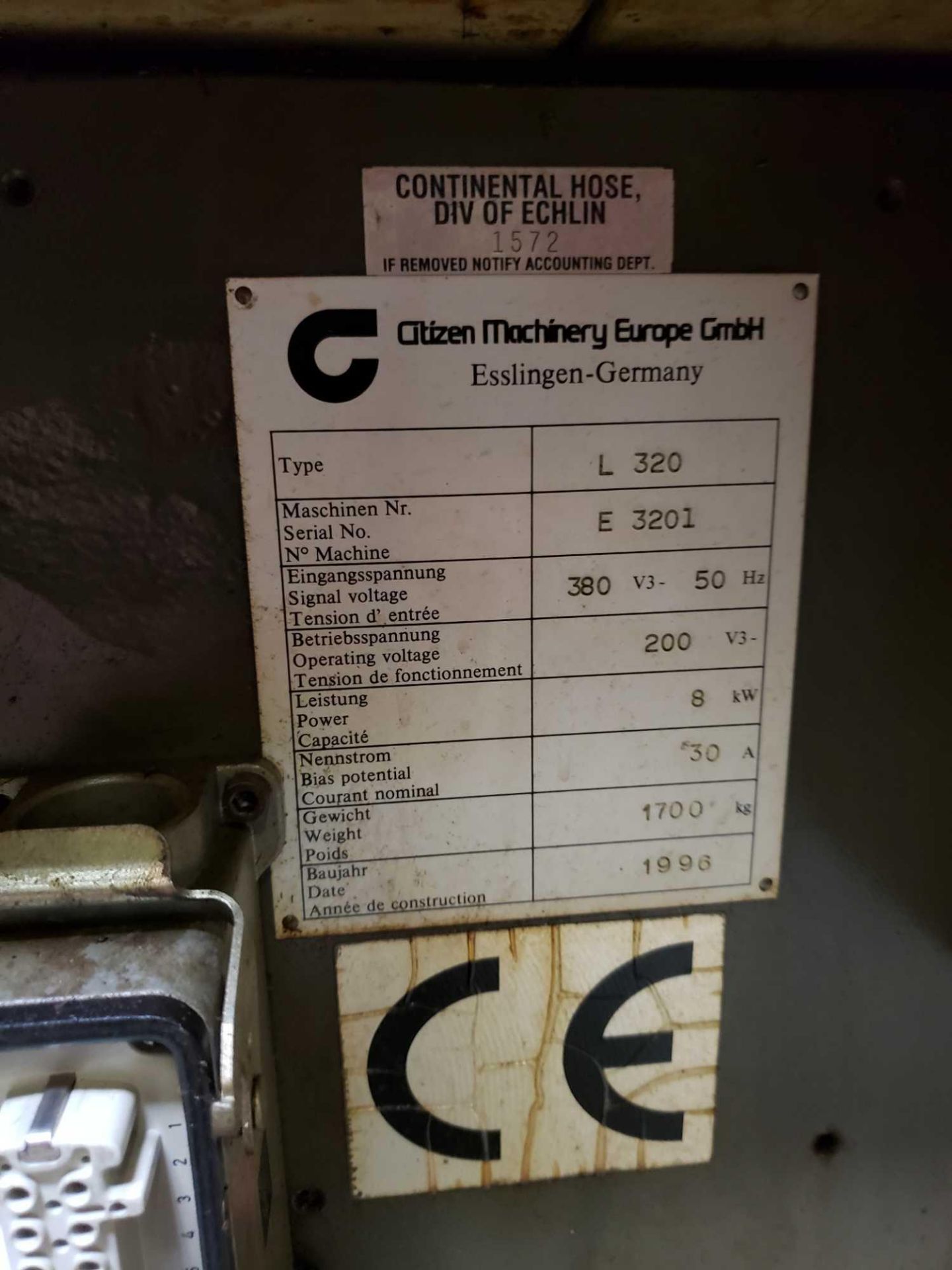 Citzen Cincom swiss type L20 lathe. Year 1996. Type L320, Serial number E3201, 380v 50hz - Image 3 of 8