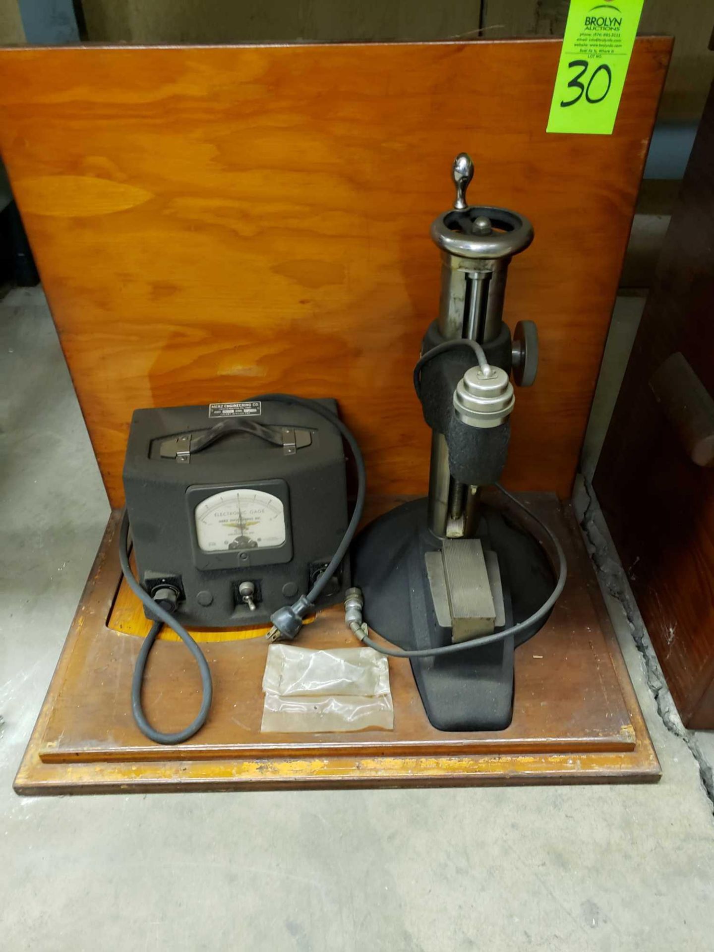 Merz engineering electronic hardness tester with case.