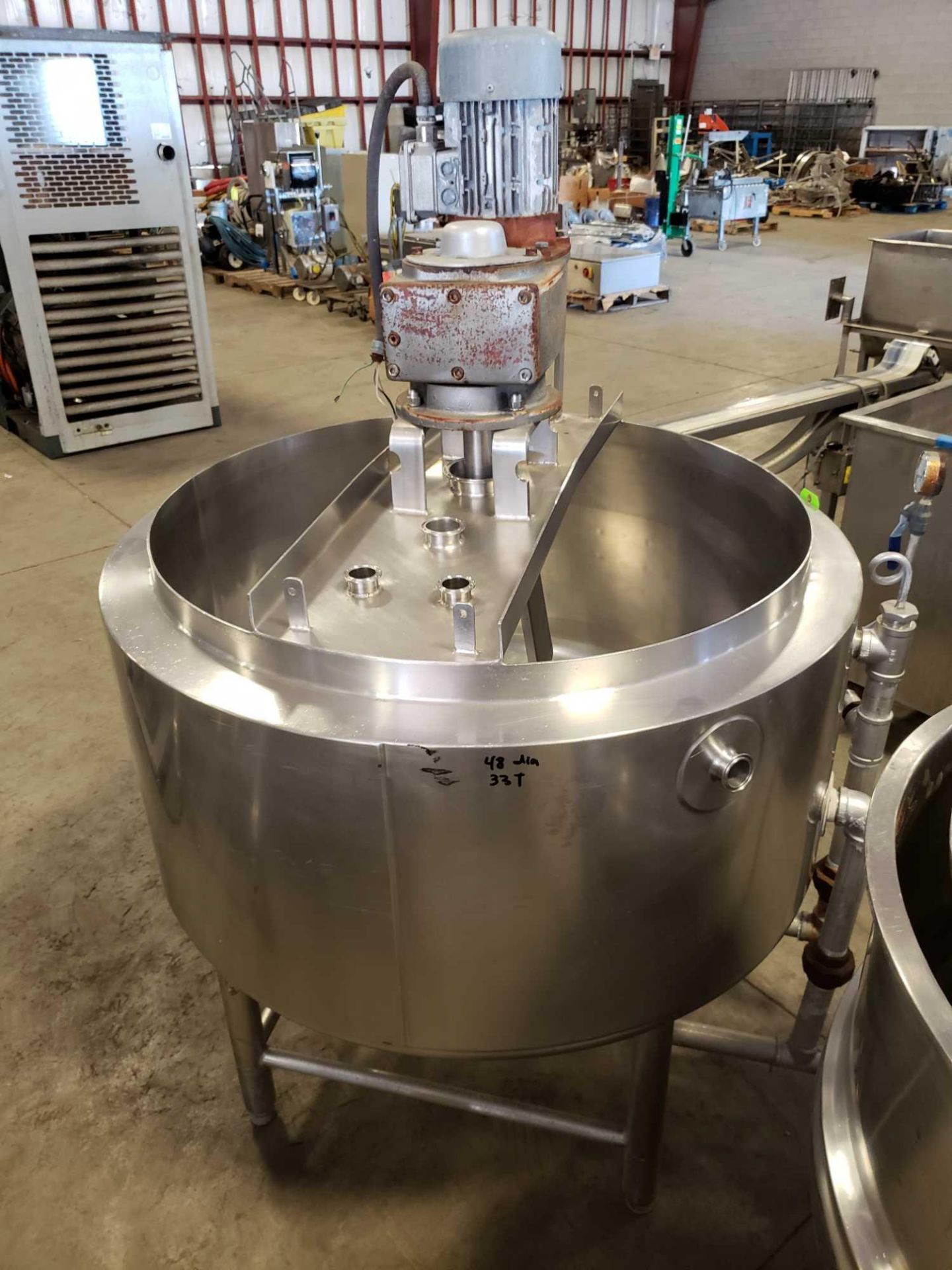 120 gallon Stainless steel jacketed mixer kettle, 48" diameter, 33" interior depth, 2010 model year. - Image 7 of 13