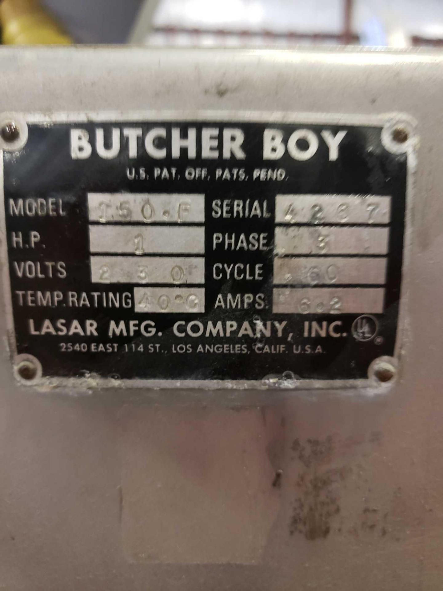 Butch Boy Model 150F meat mixer. 1hp, 3 phase, 230v. - Image 2 of 8