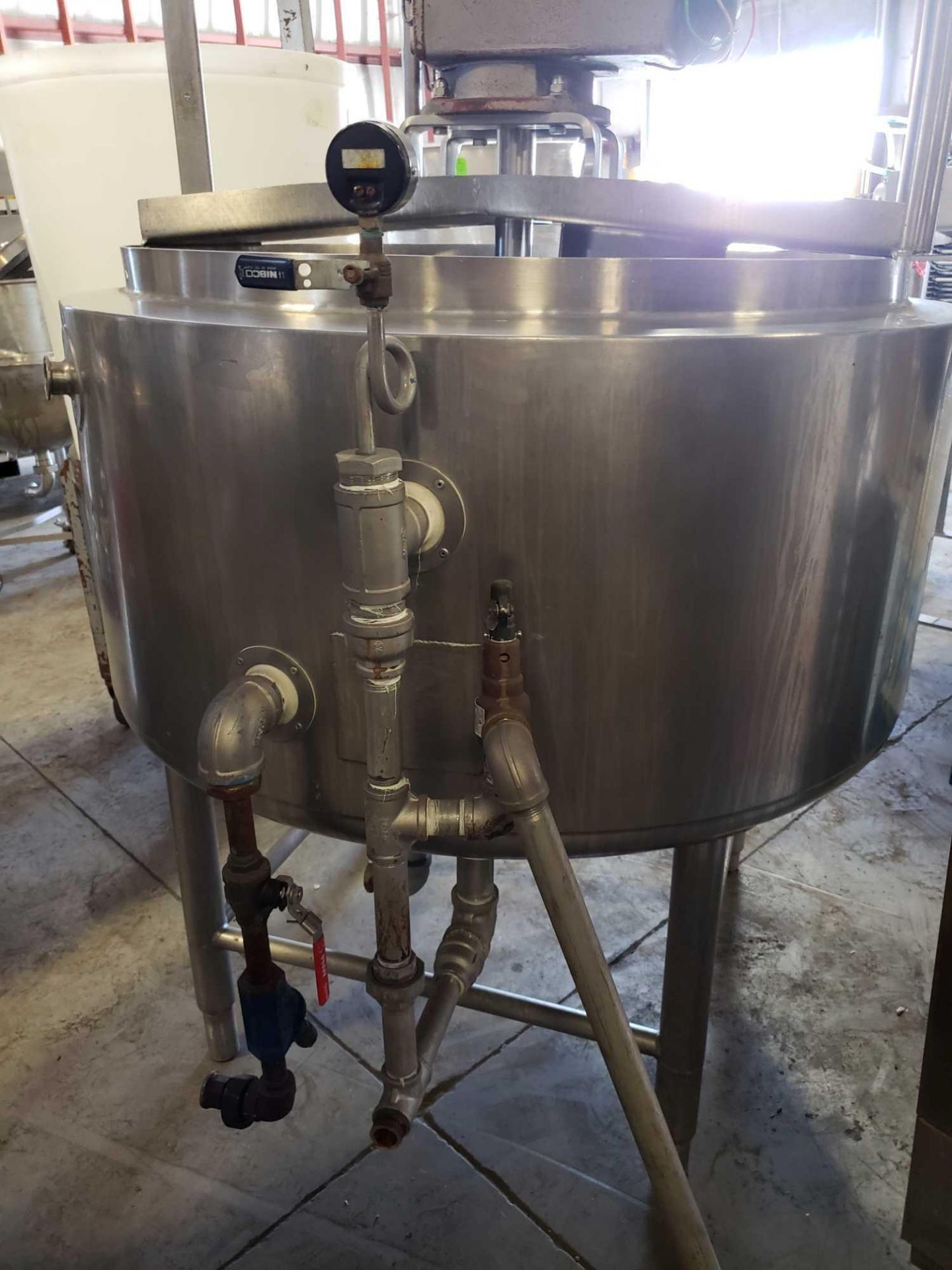 120 gallon Stainless steel jacketed mixer kettle, 48" diameter, 28" interior depth, 2010 model year. - Image 5 of 12