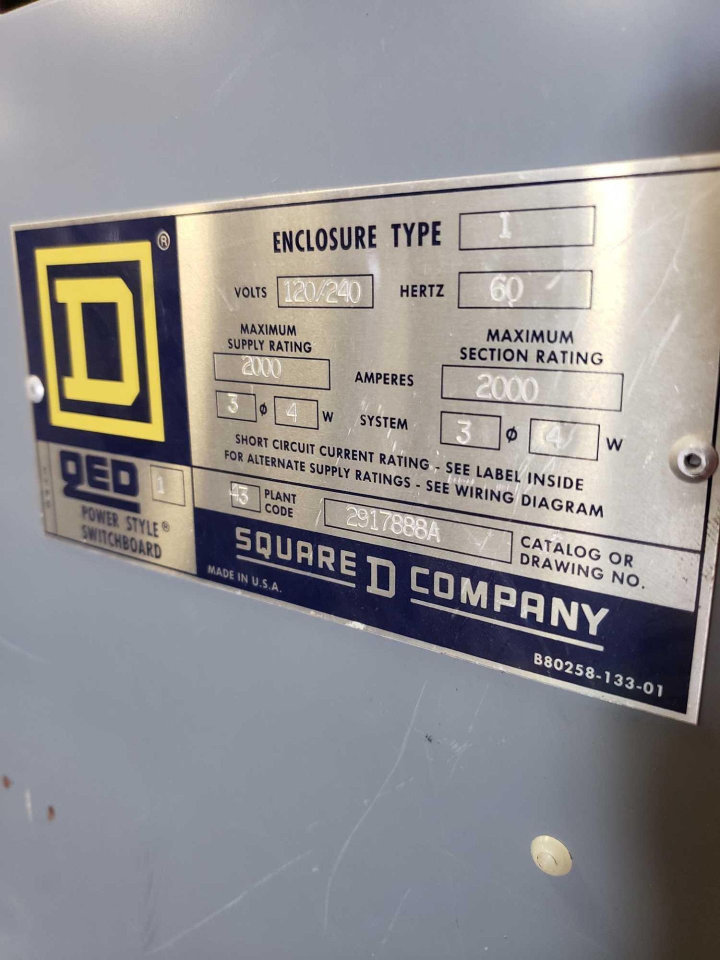 Square D power style switchboard 120/240 volt 3 phase, 2000amp. - Image 3 of 12