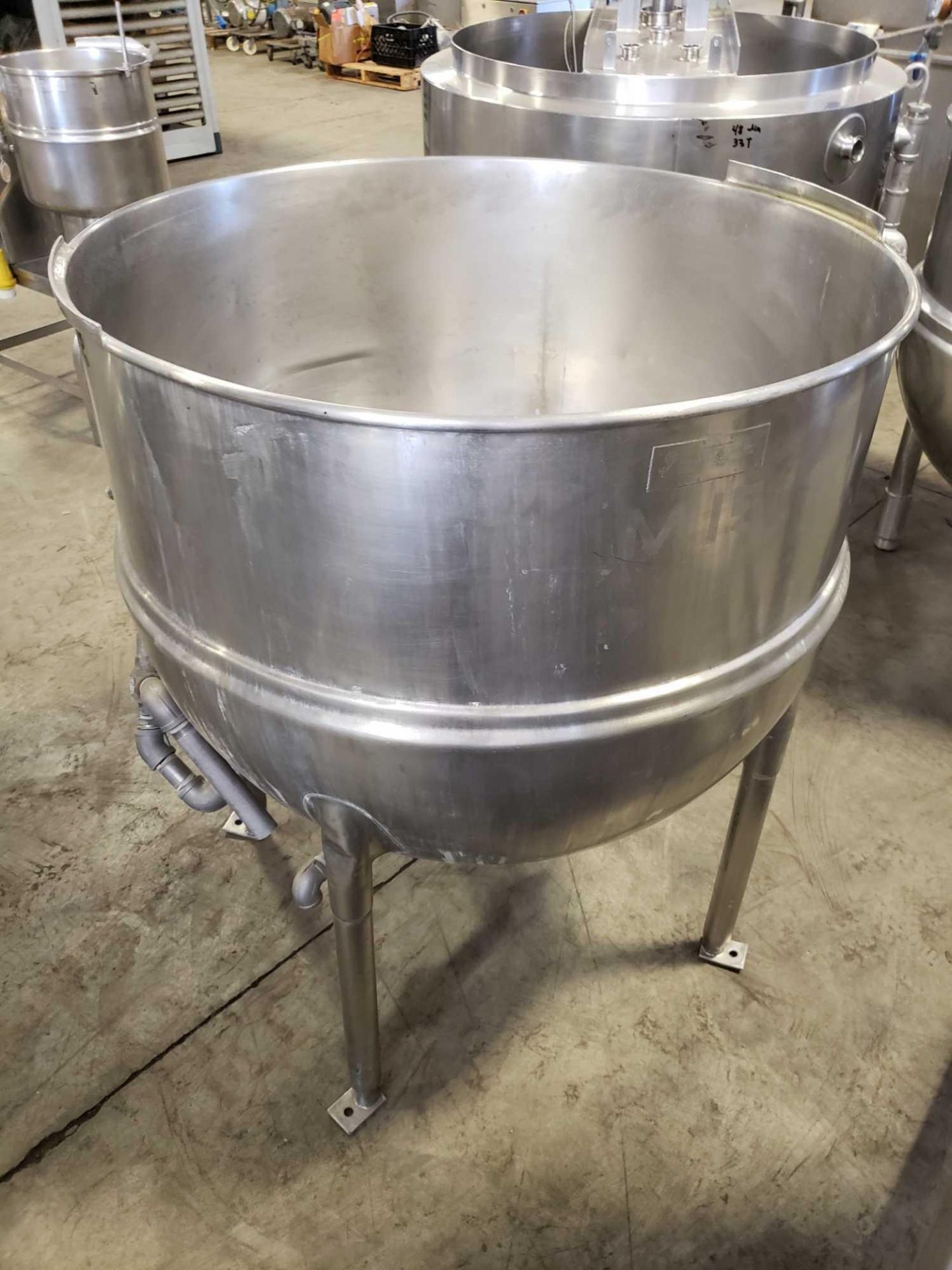 100 gallon Dover / Groen model N-100 jacketed steam kettle. 37" diameter x 29" interior depth. - Image 5 of 10