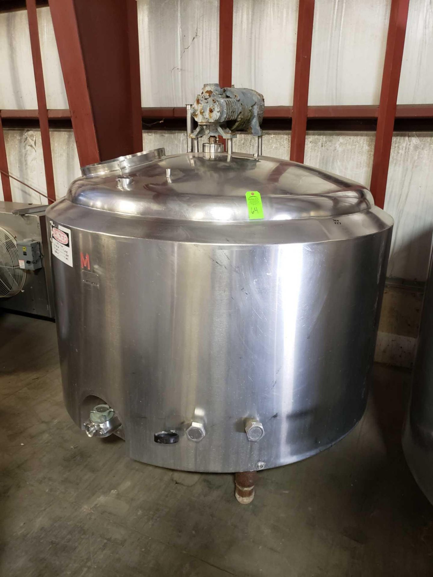 Creamery Package 500 gallon stainless steel jacketed mixing tank / kettle