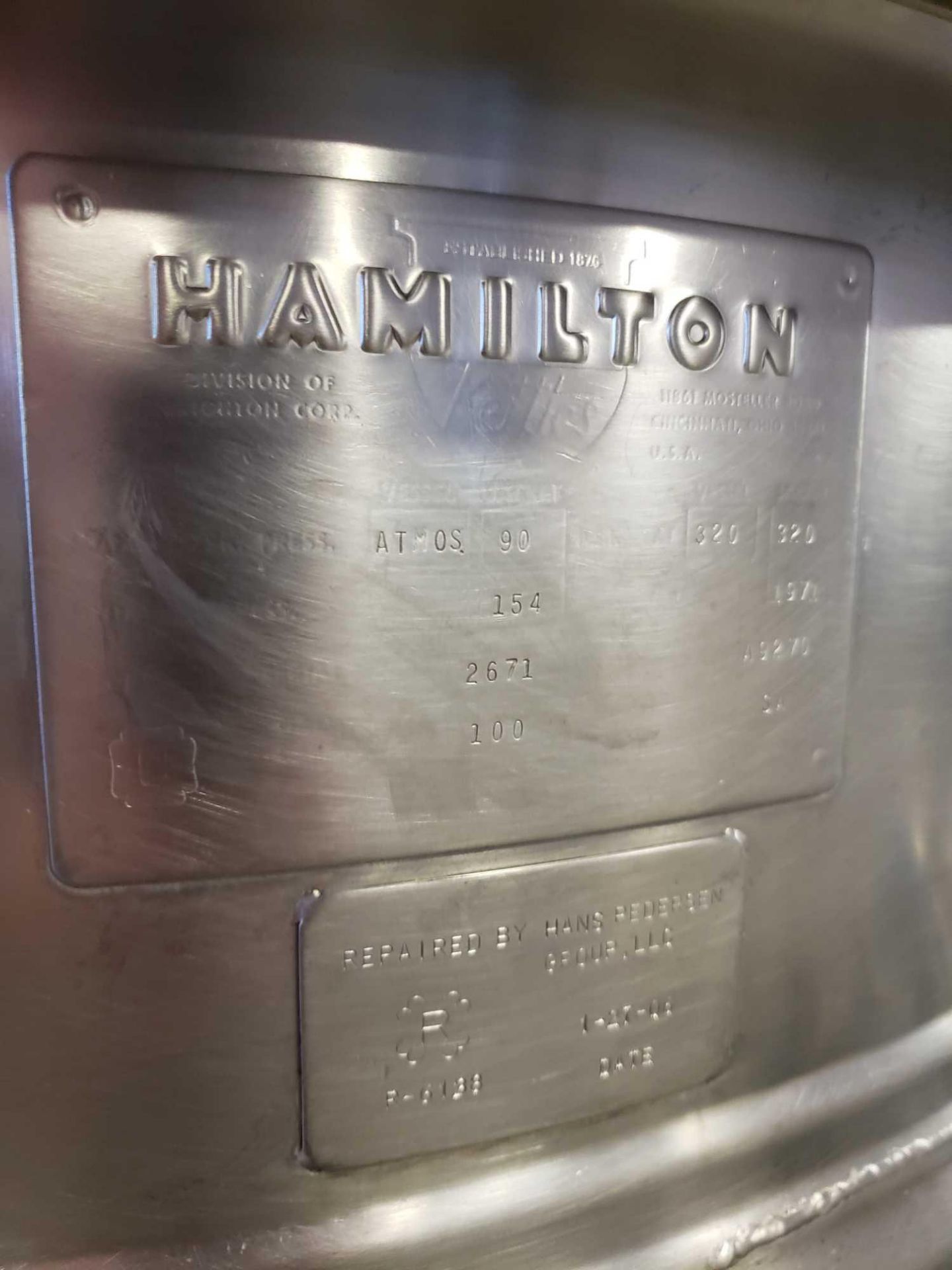 Hamilton stainless 100 gallon mixing kettle. - Image 6 of 12