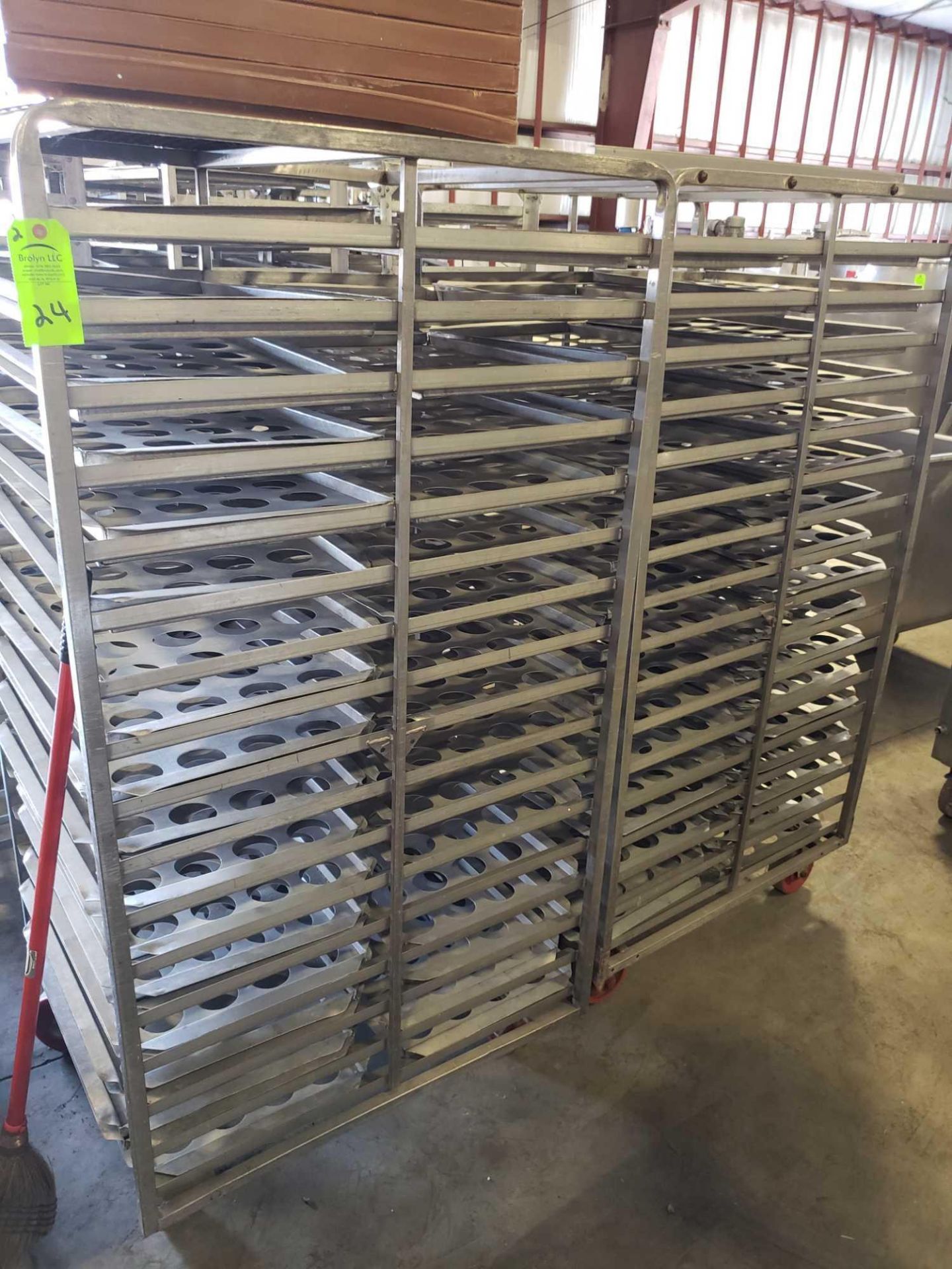 Qty 2 - Double sided aluminum tray carts and trays.