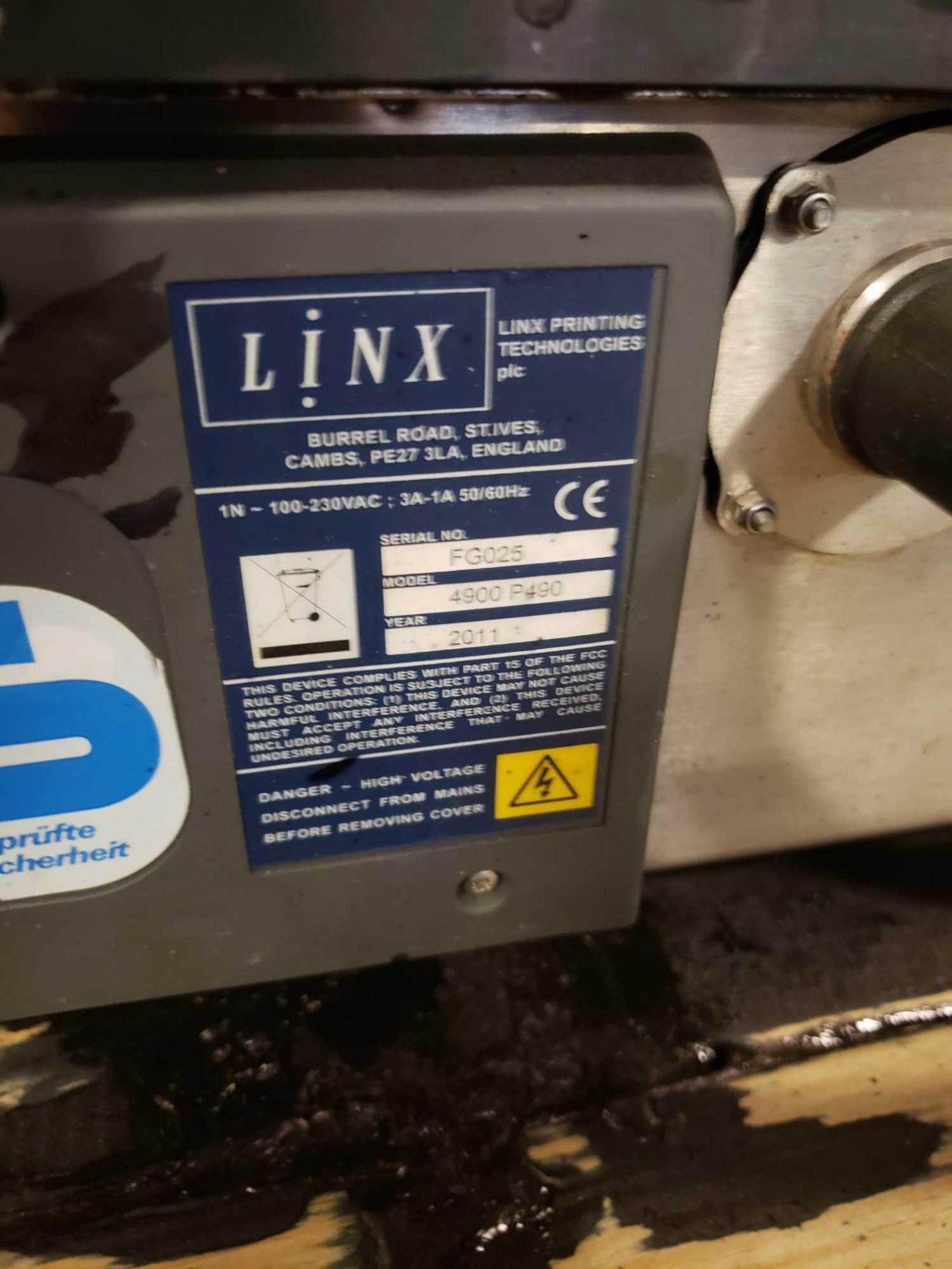 Linx model 4800 inkjet labeler with stand. - Image 3 of 7