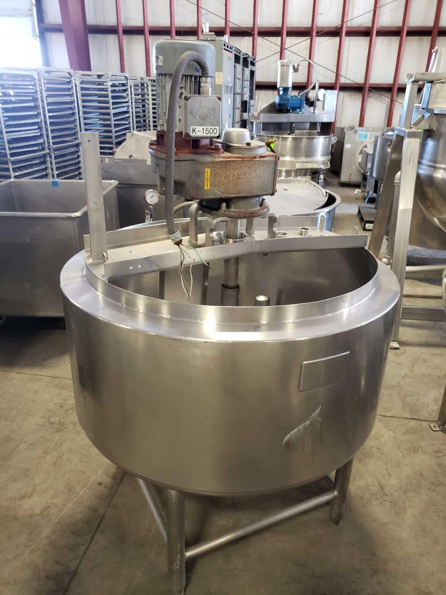 120 gallon Stainless steel jacketed mixer kettle, 48" diameter, 33" interior depth, 2010 model year. - Image 6 of 13