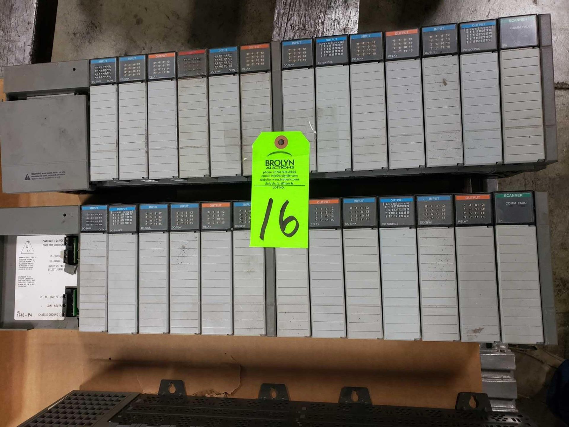 Qty 2 - Allen Bradley SLC500 racks with cards as pictured.