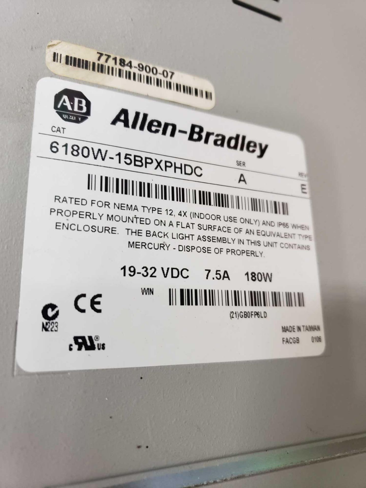 Allen Bradley VersaView 1500W catalog 6180W-15BPXPHDC. - Image 2 of 2