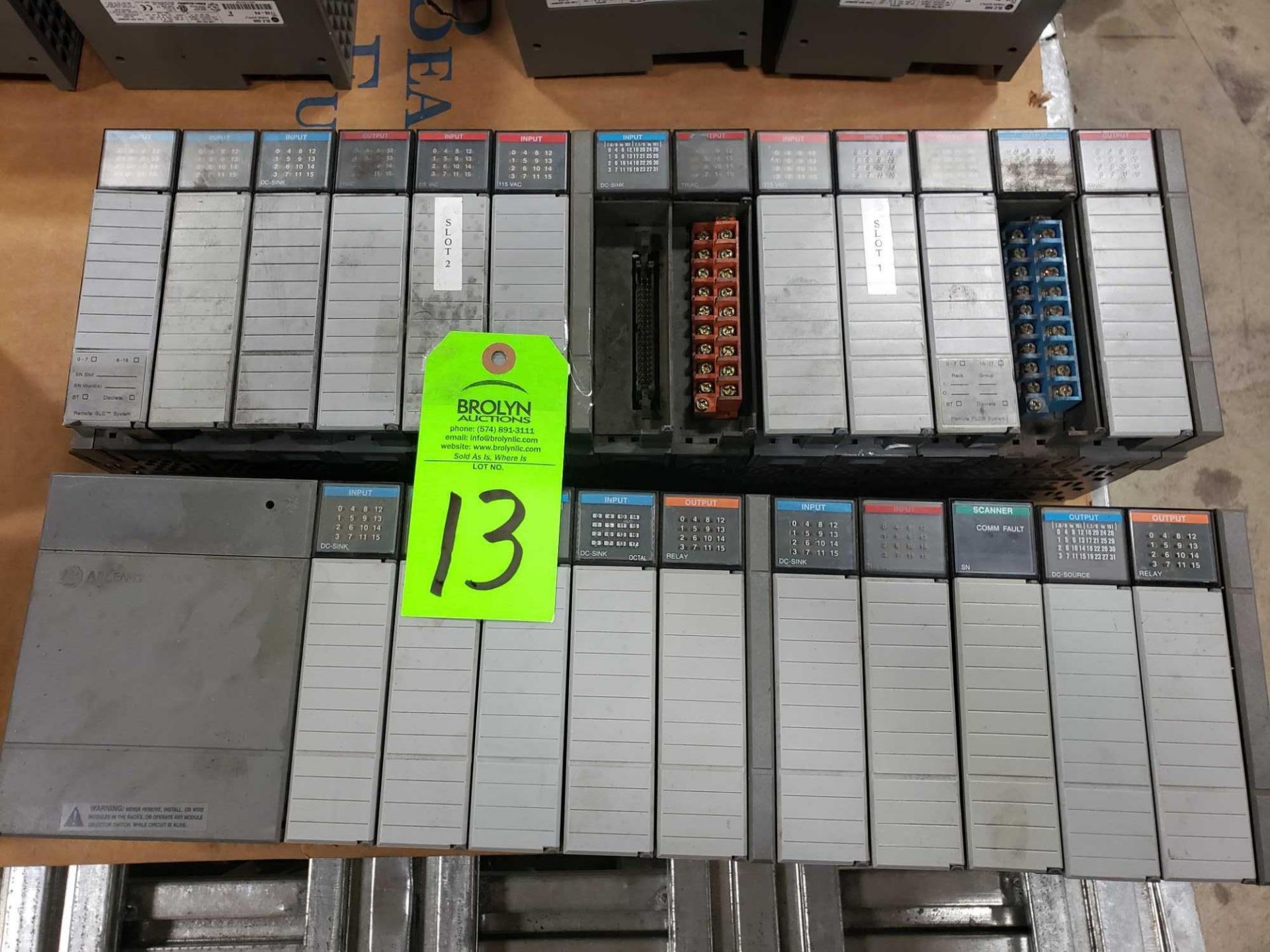 Qty 2 - Allen Bradley SLC500 racks with cards as pictured.