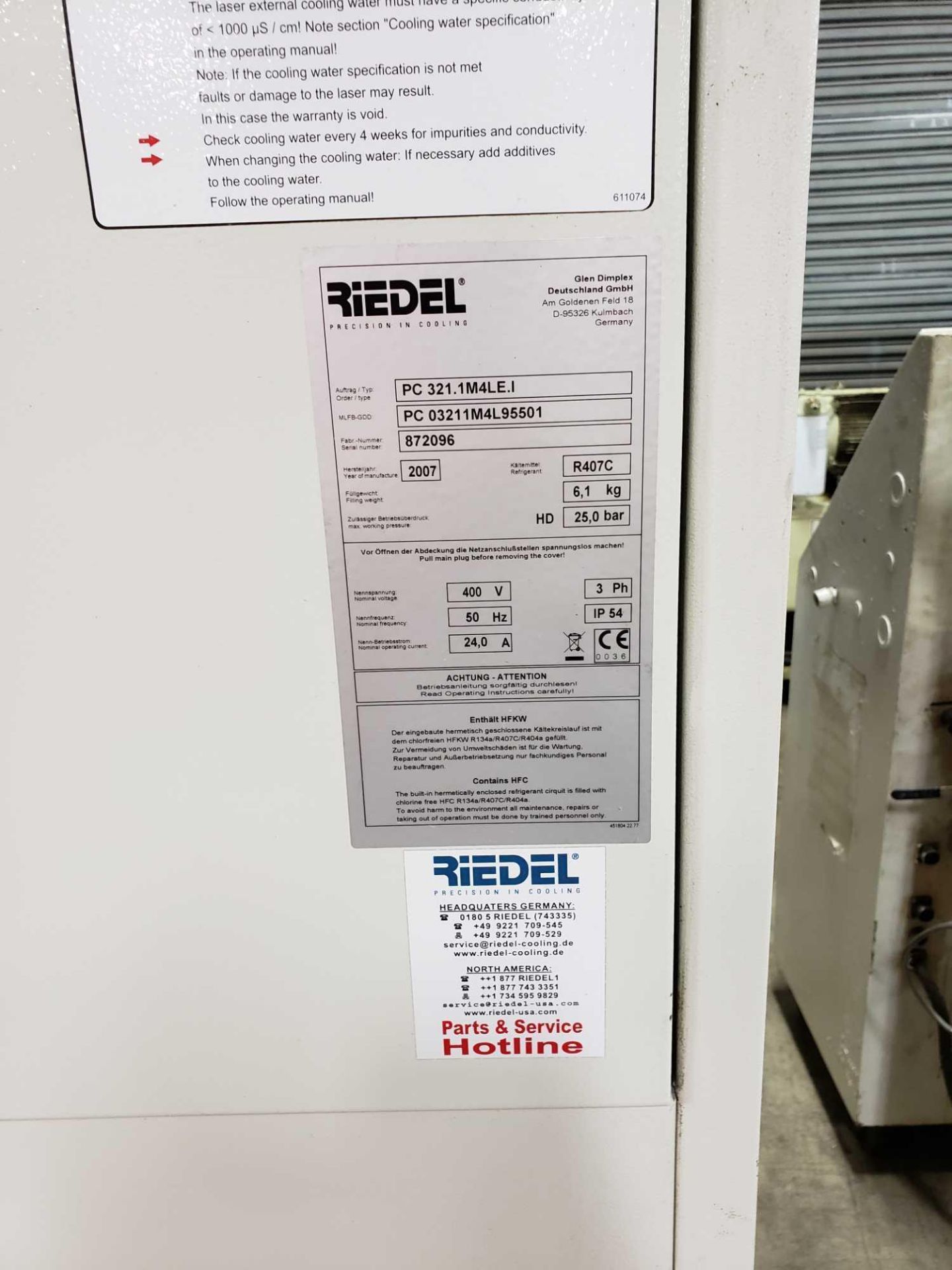 Reidel model PC-03211M4L95501 chiller unit. 400v 3 phase. - Image 4 of 8