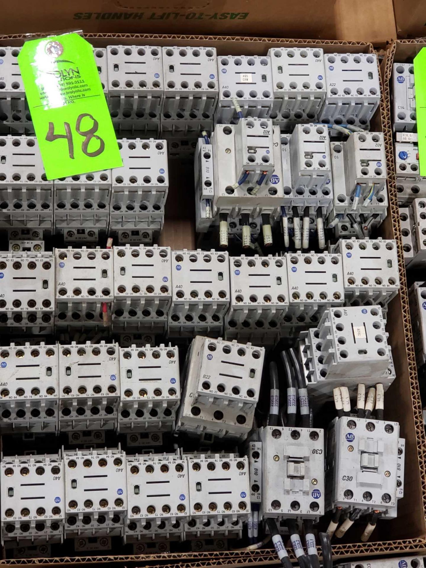 Large Qty of assorted Allen Bradley Contactors.