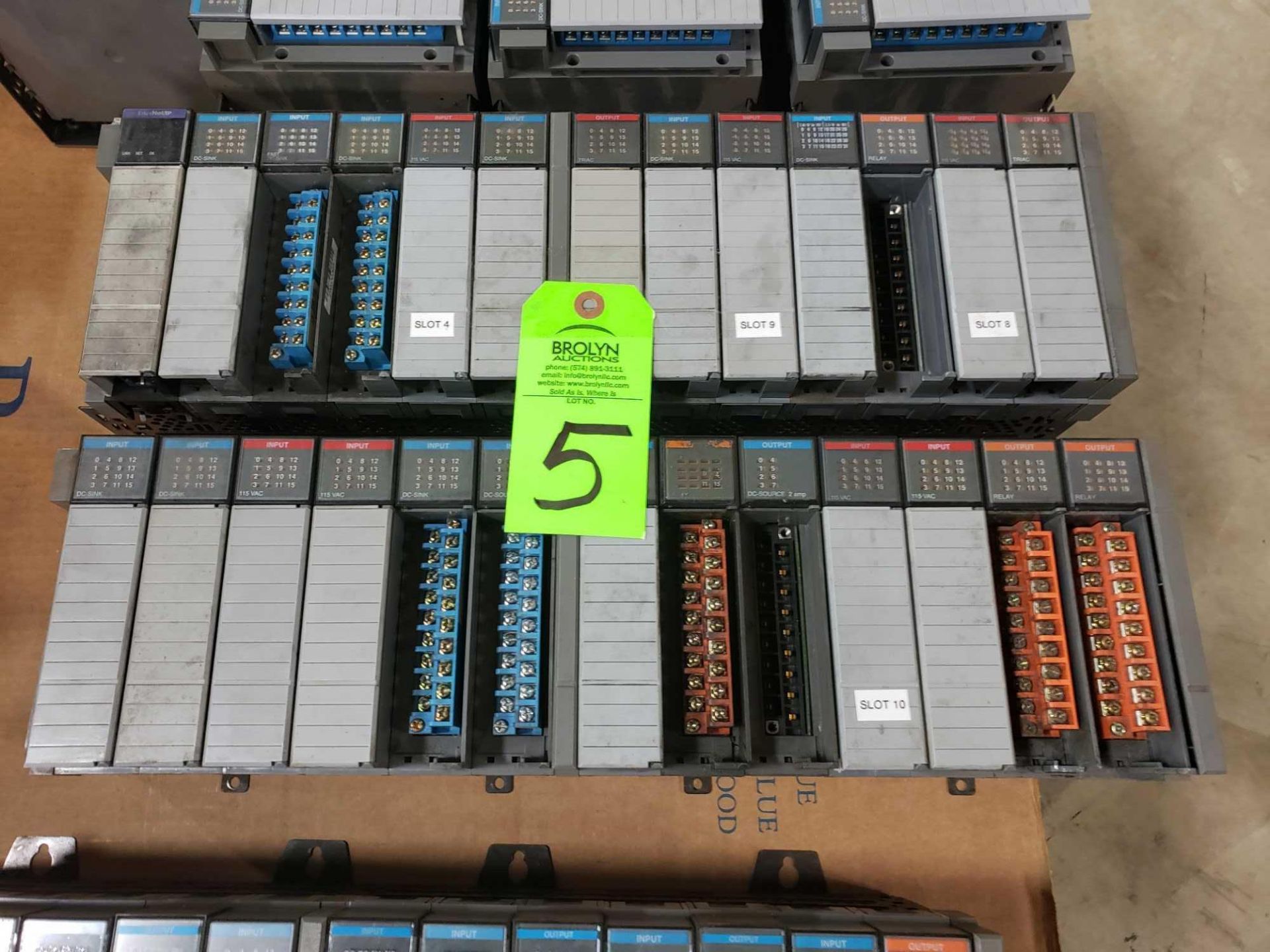 Qty 2 - Allen Bradley SLC500 racks with cards as pictured.