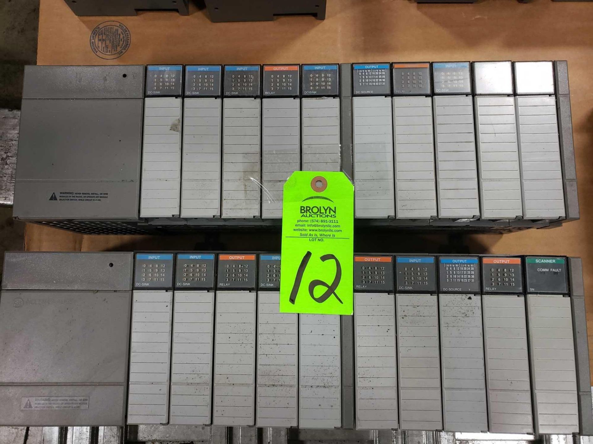 Qty 2 - Allen Bradley SLC500 racks with cards as pictured.