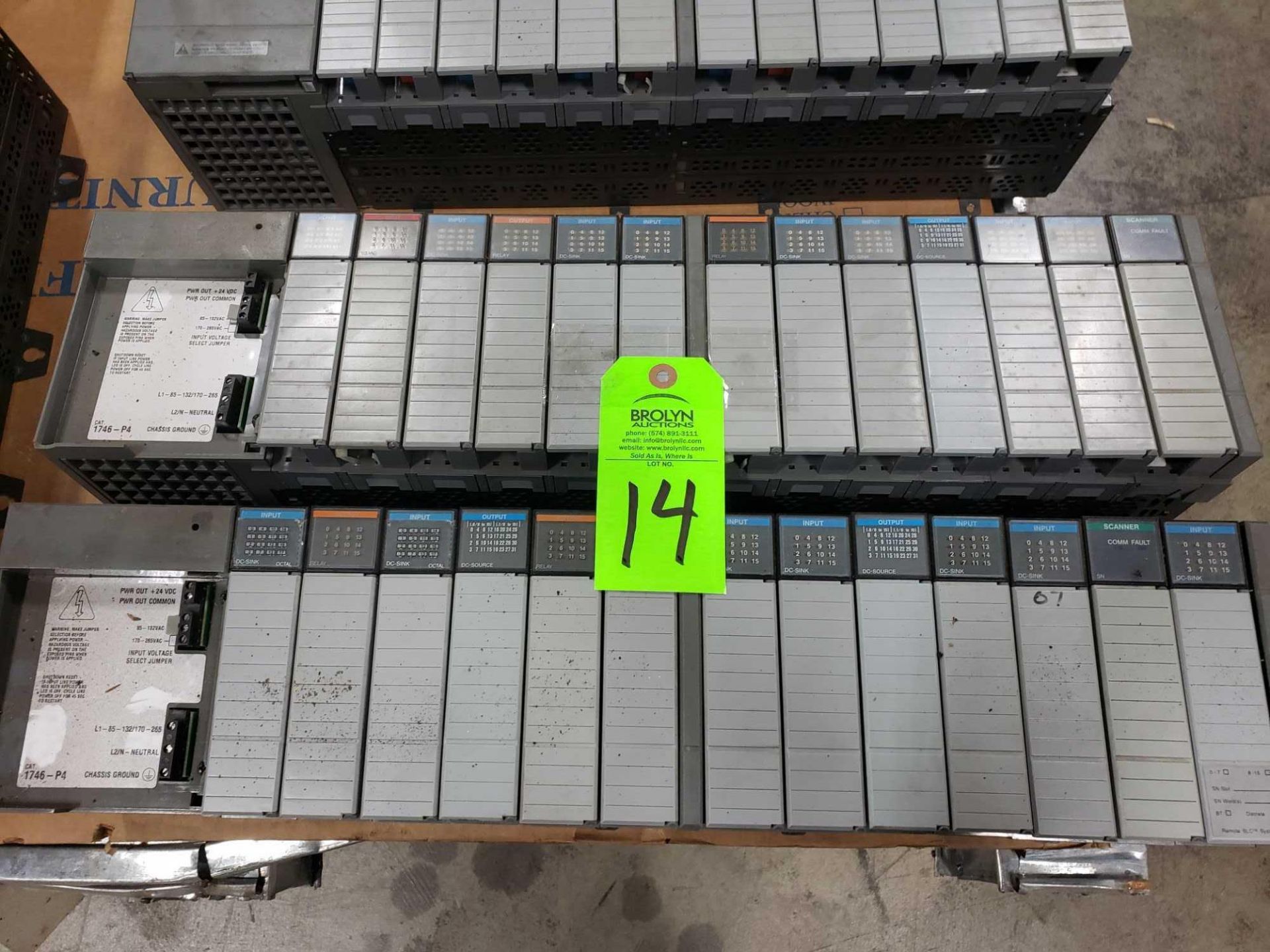 Qty 2 - Allen Bradley SLC500 racks with cards as pictured.