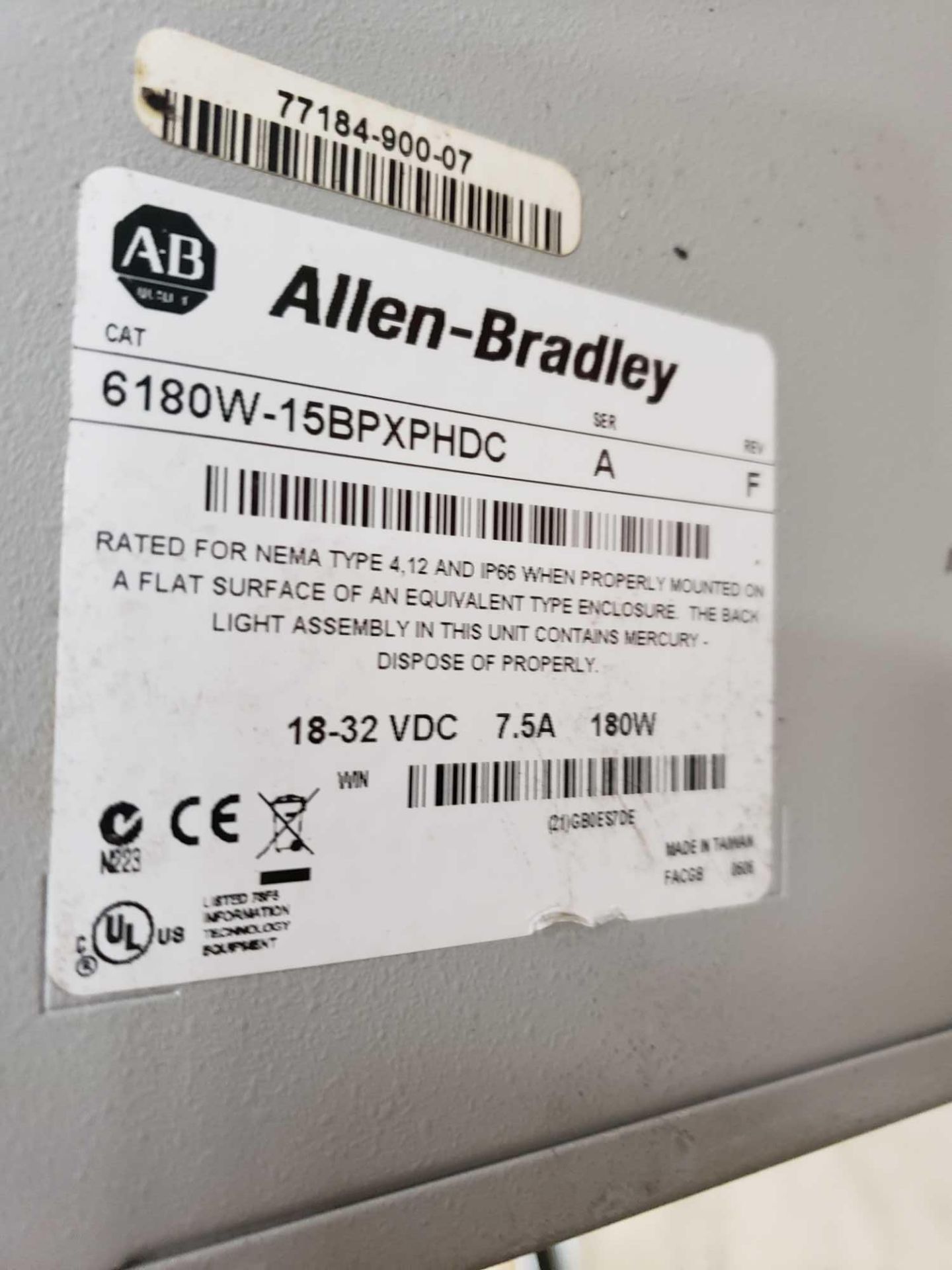 Allen Bradley VersaView 1500W catalog 6180W-15BPXPHDC. - Image 2 of 2