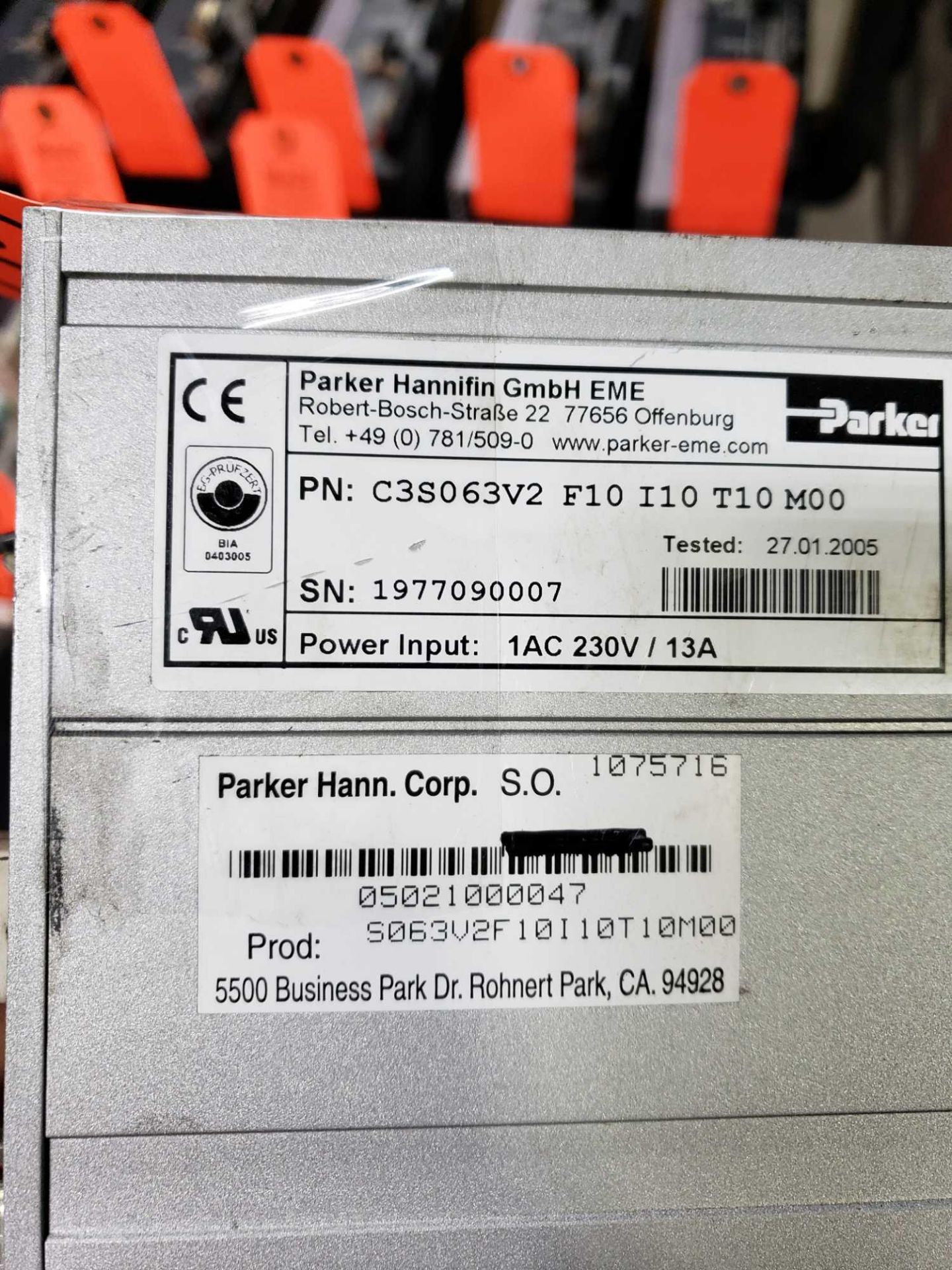Parker Comax3 drive part number C38063V2-F10-I10-T10-M00. - Image 2 of 2