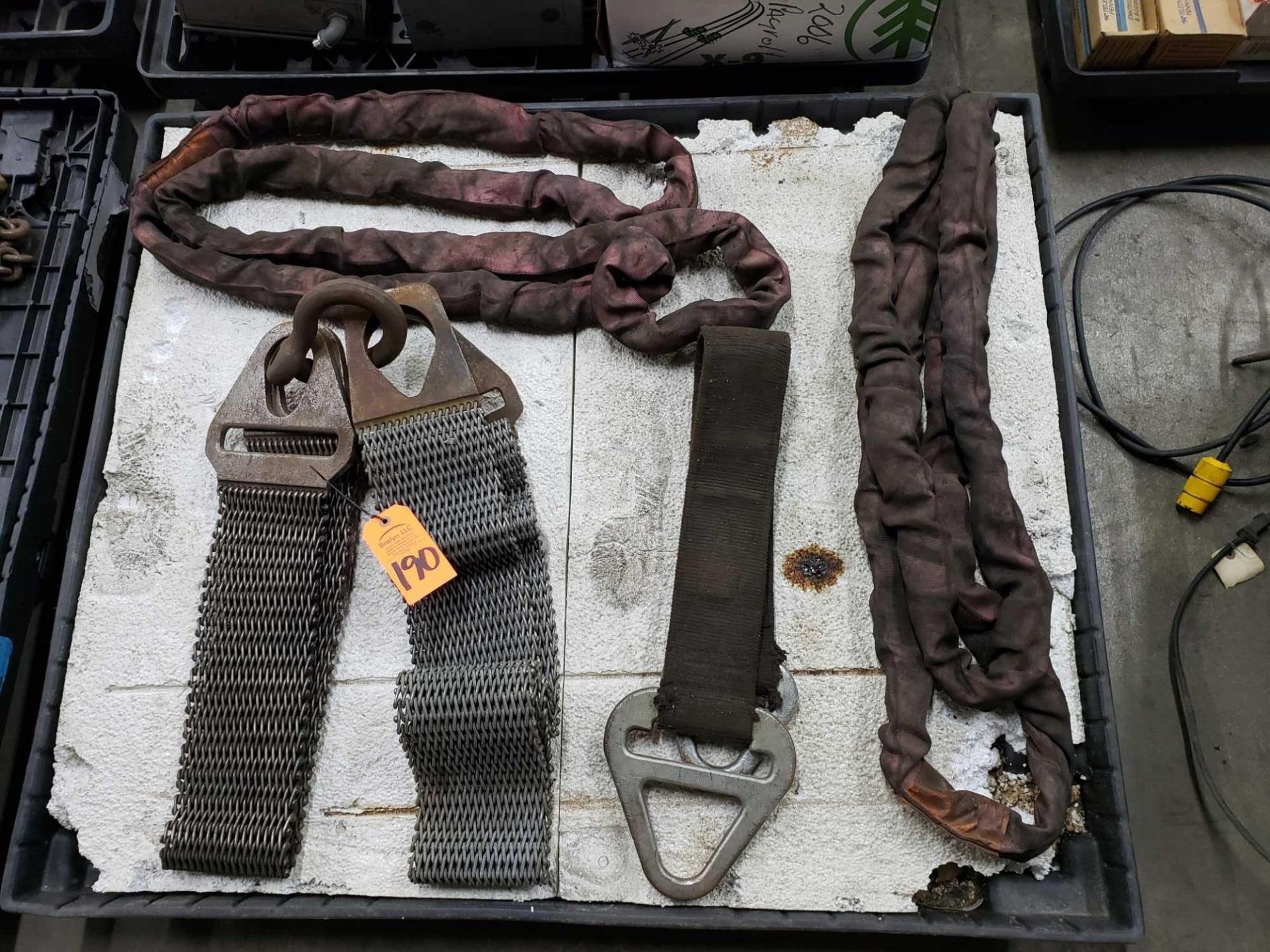 Lot of assorted lifting slings.