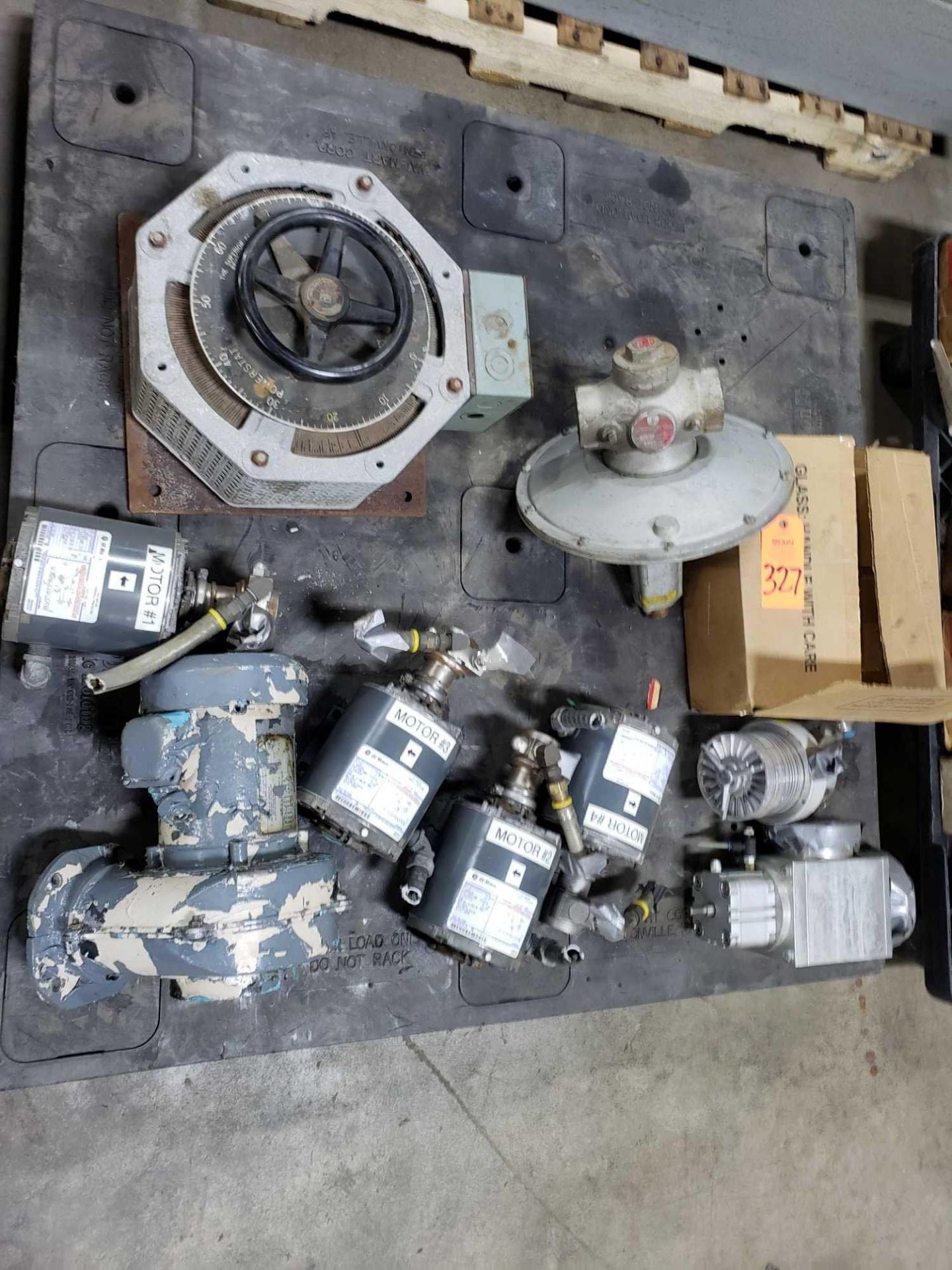 Assorted motors, controls, and gear boxes.