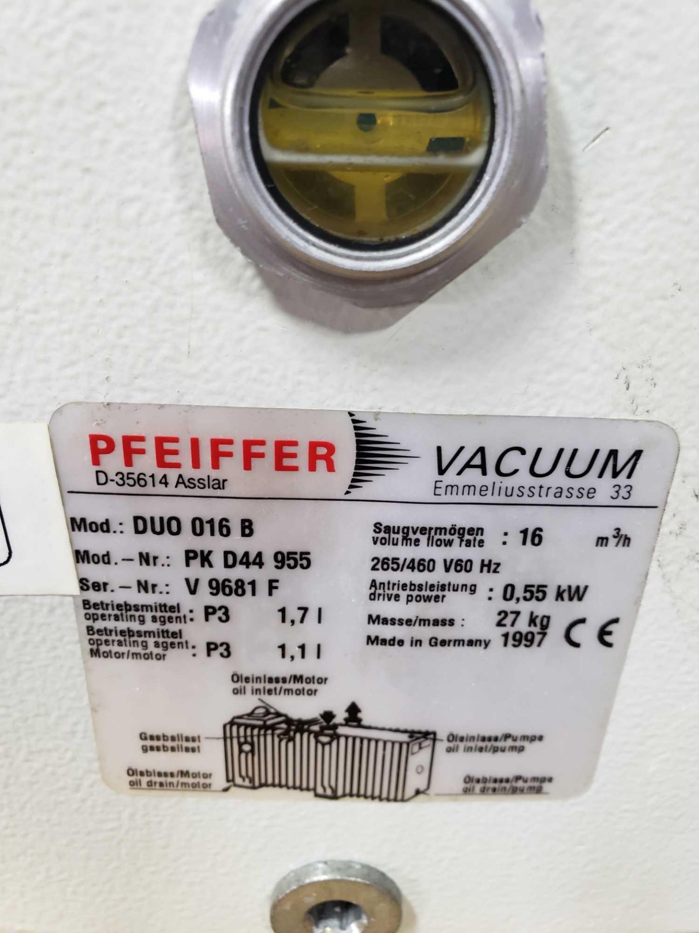 Pfeiffer model DUO-016-B vacuum pump. - Image 2 of 2