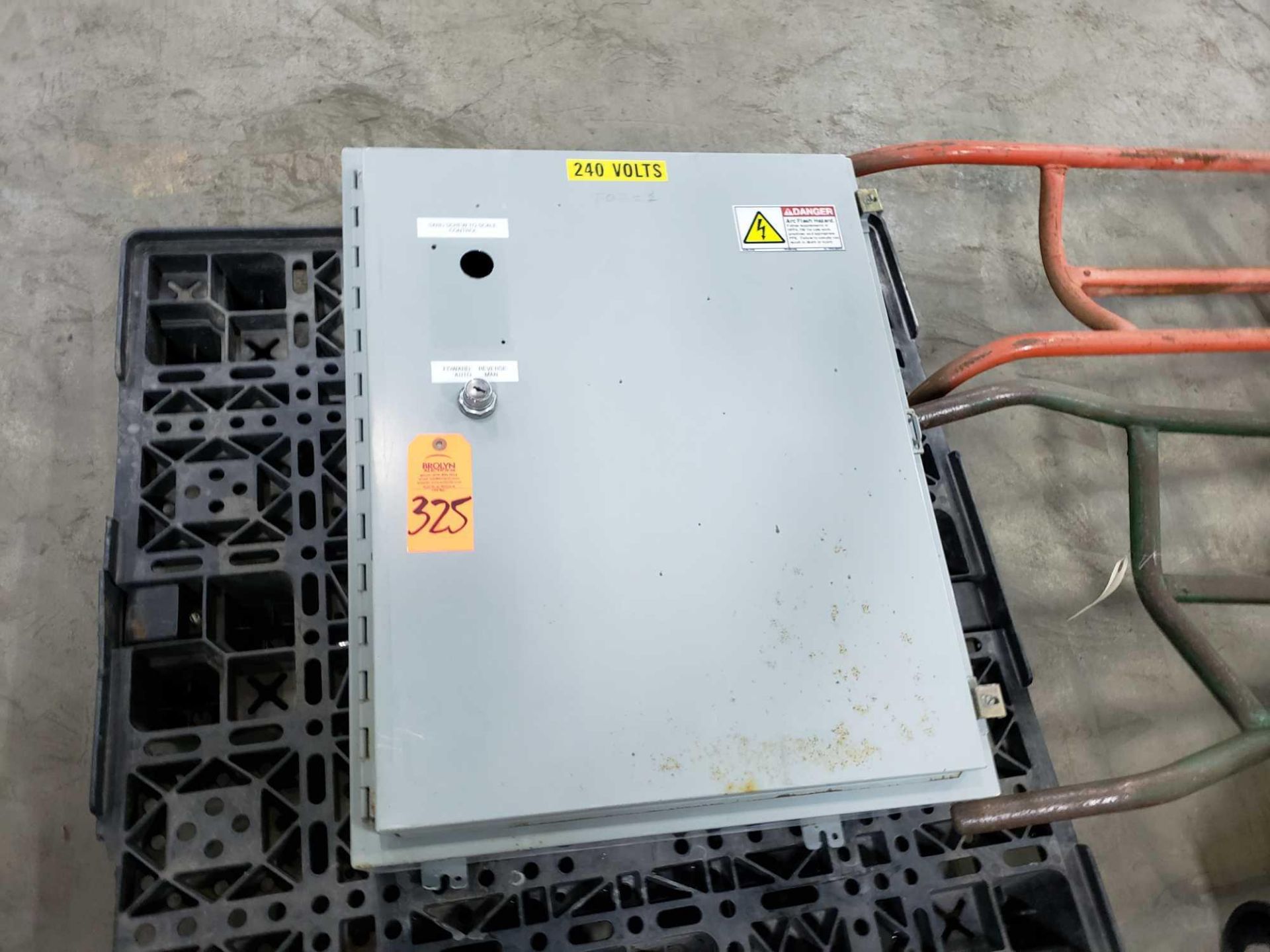 Electrical control box with contents.