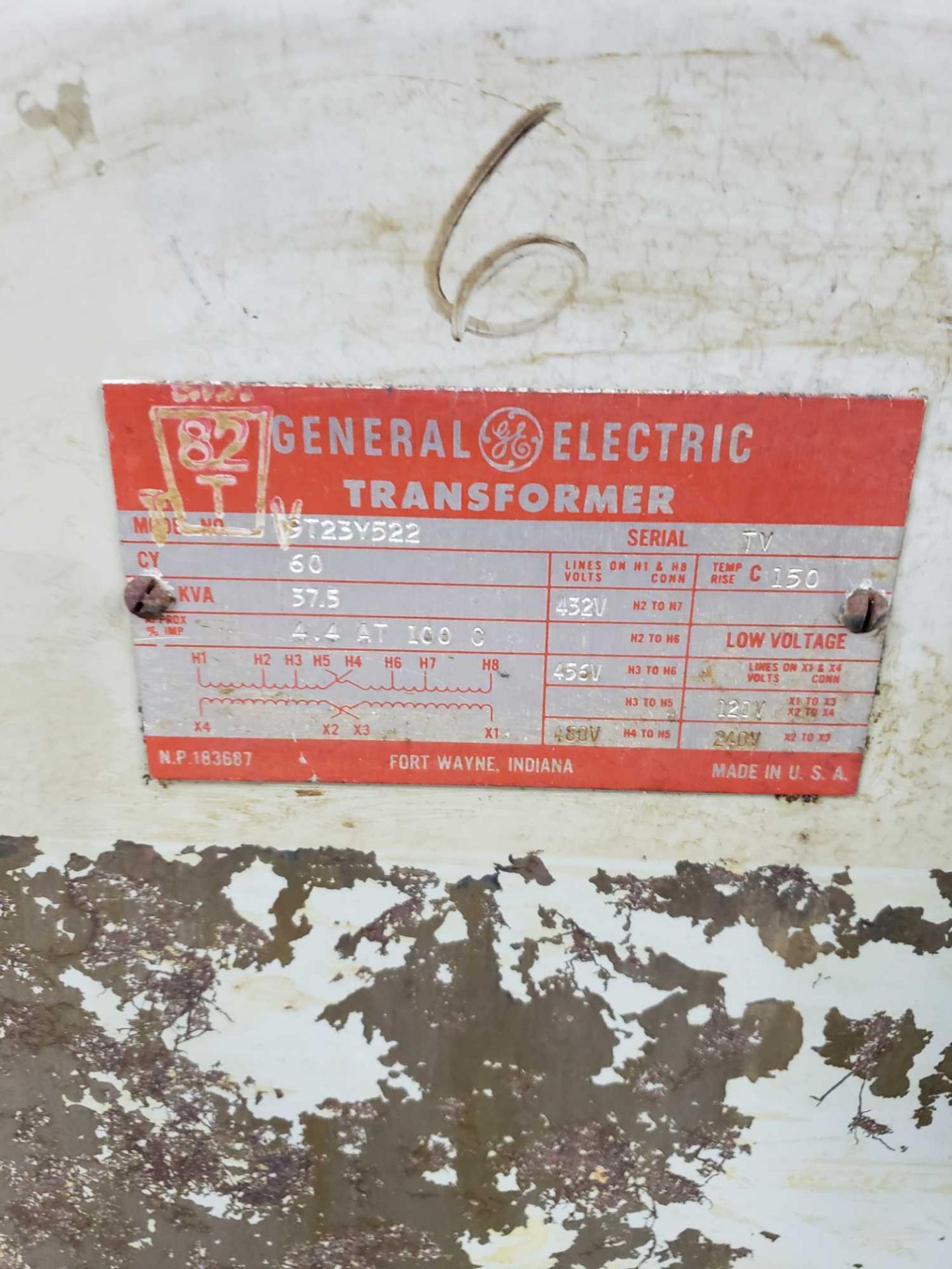 GE 37.5v transformer, catalog 9T23Y522, 480v. - Image 2 of 2