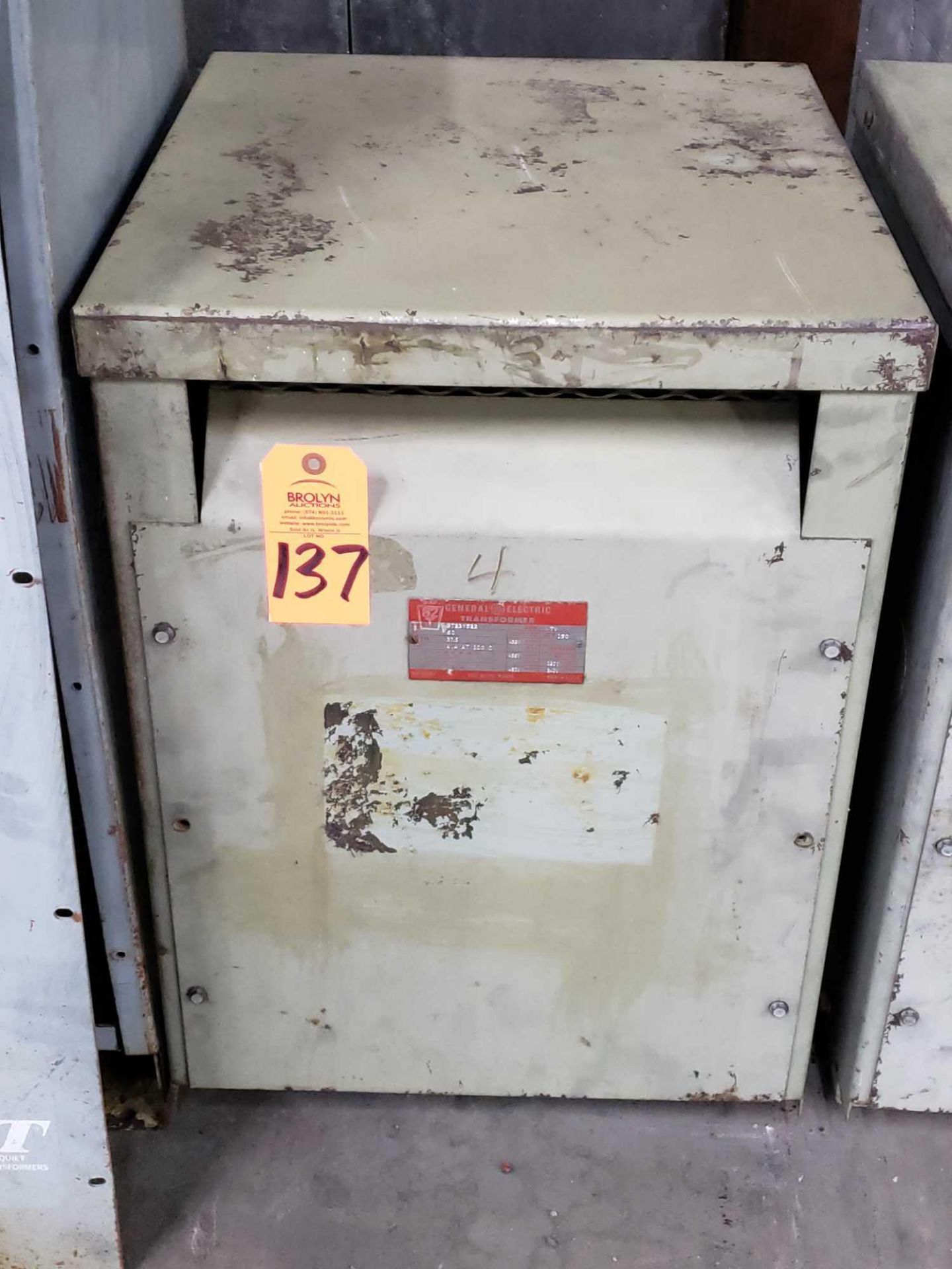 GE 37.5v transformer, catalog 9T23Y522, 480v.