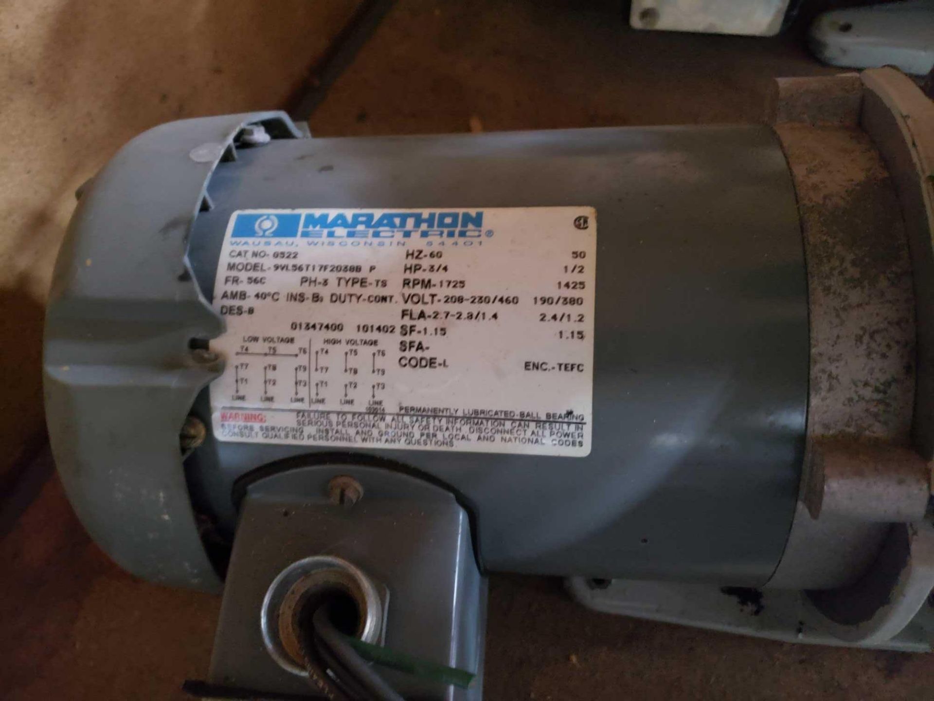 Leybold Trivac Model D16A vacuum pump with marathon motor. - Image 3 of 3