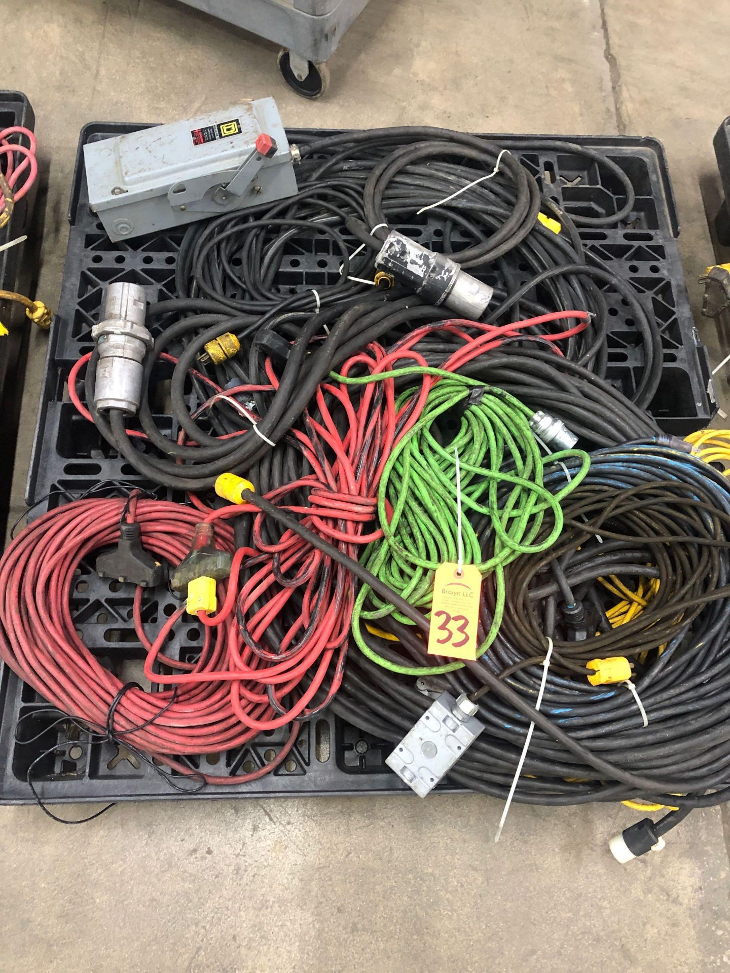 Pallet of assorted cords.