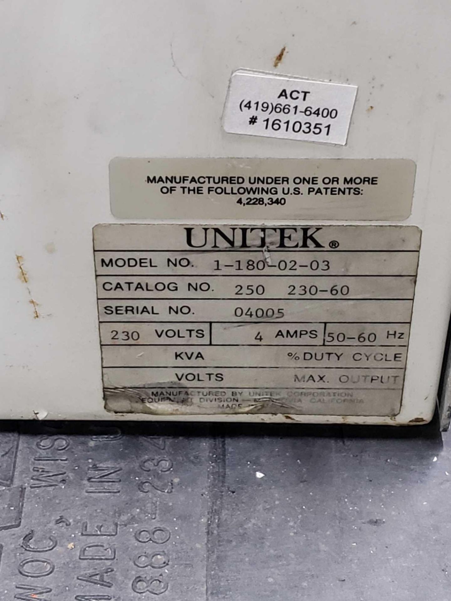 Unitek catalog 250 welding controller. - Image 3 of 3