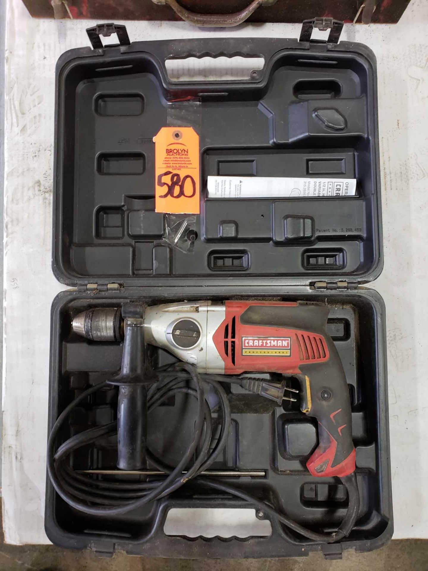 Craftsman Professional Drill with case. Single phase, 110v.