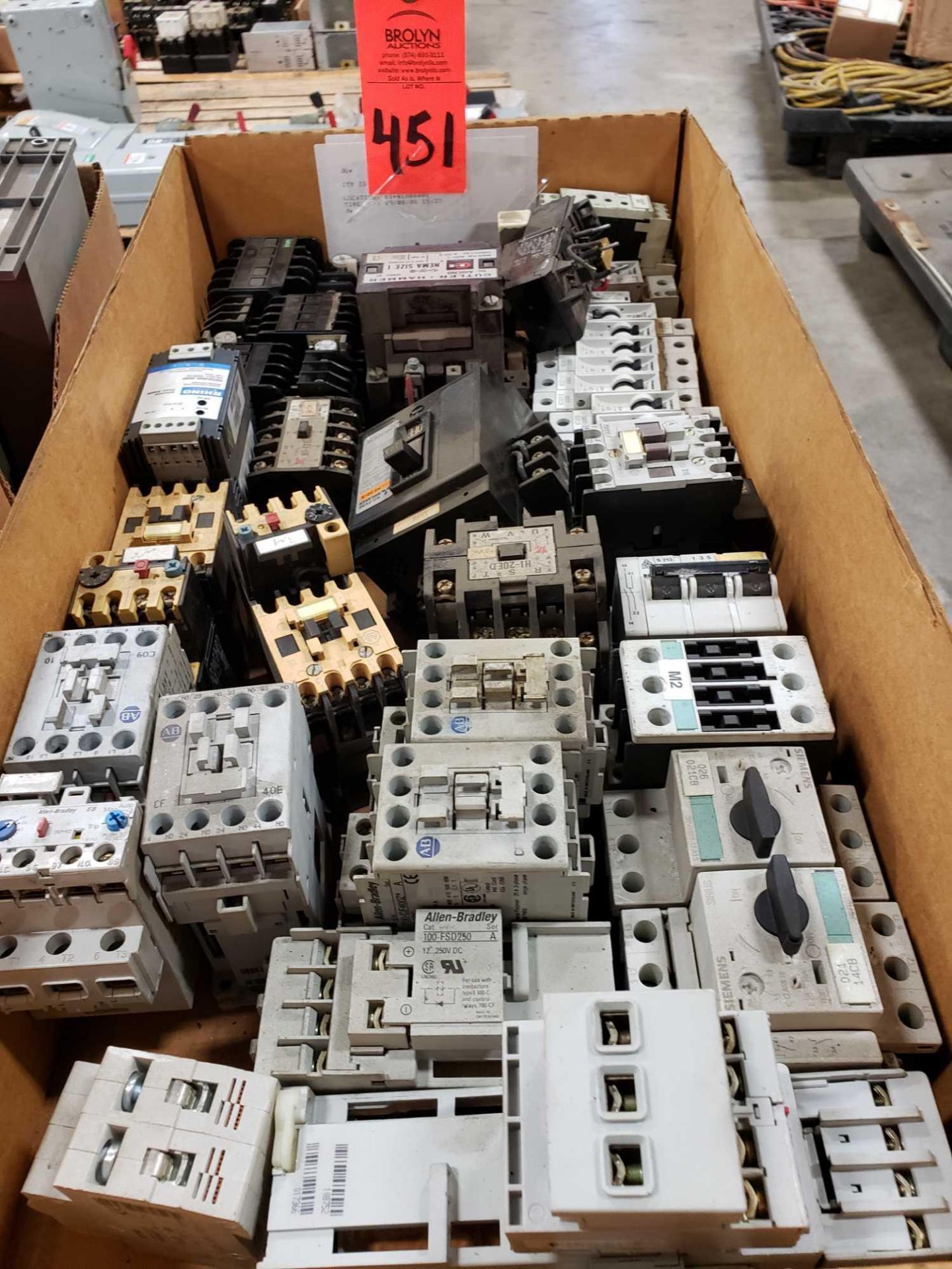 Box of assorted electrical components as pictured.