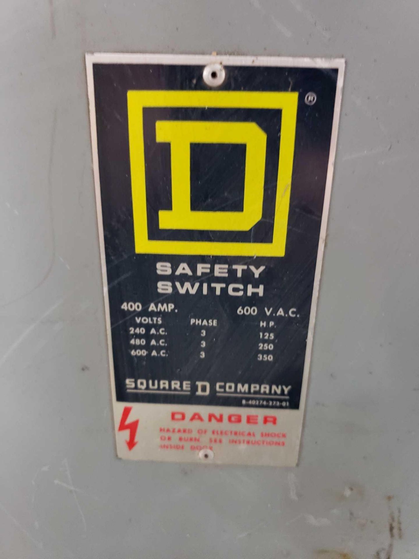 Square D catalog number HU365 safety switch. 400amp, 600vac. - Image 2 of 6