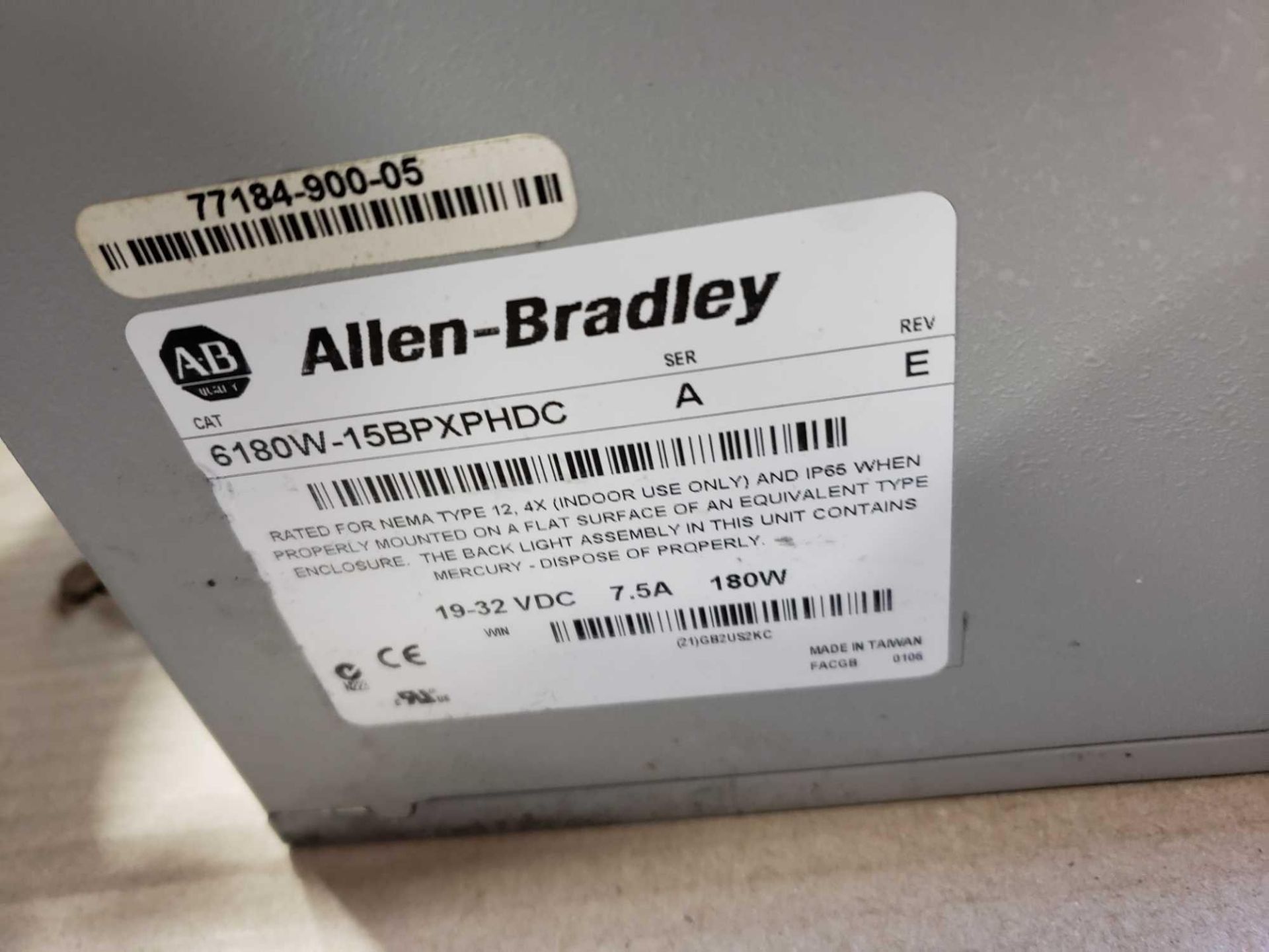 Allen Bradley Versaview 1500W catalog 6180W-15BPXPHDC user control interface. - Image 2 of 2