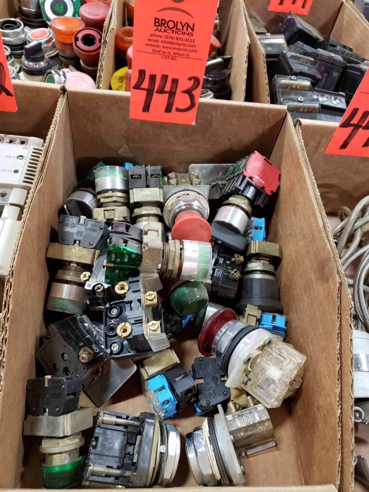 Box of assorted electrical components as pictured.