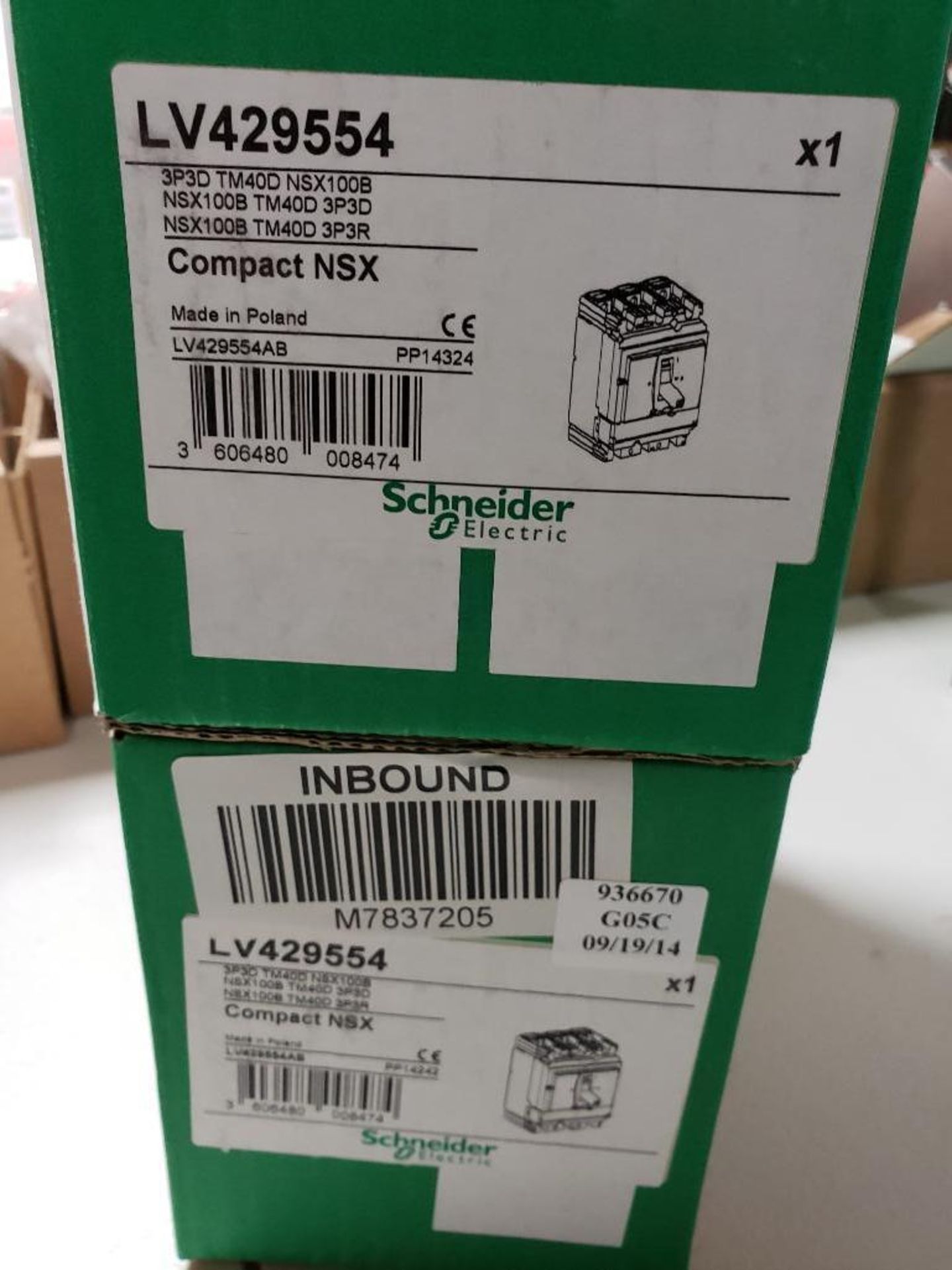 Qty 2 - Schneider Modicon Model LV429554 molded case breaker. New in boxes. - Image 2 of 2