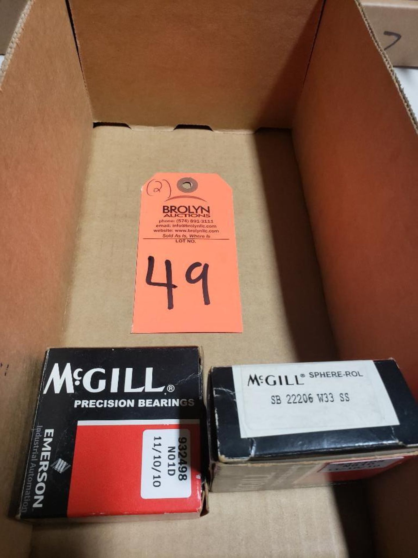 Qty 2 - McGill model SB22206-W33-SS bearings. New in boxes.