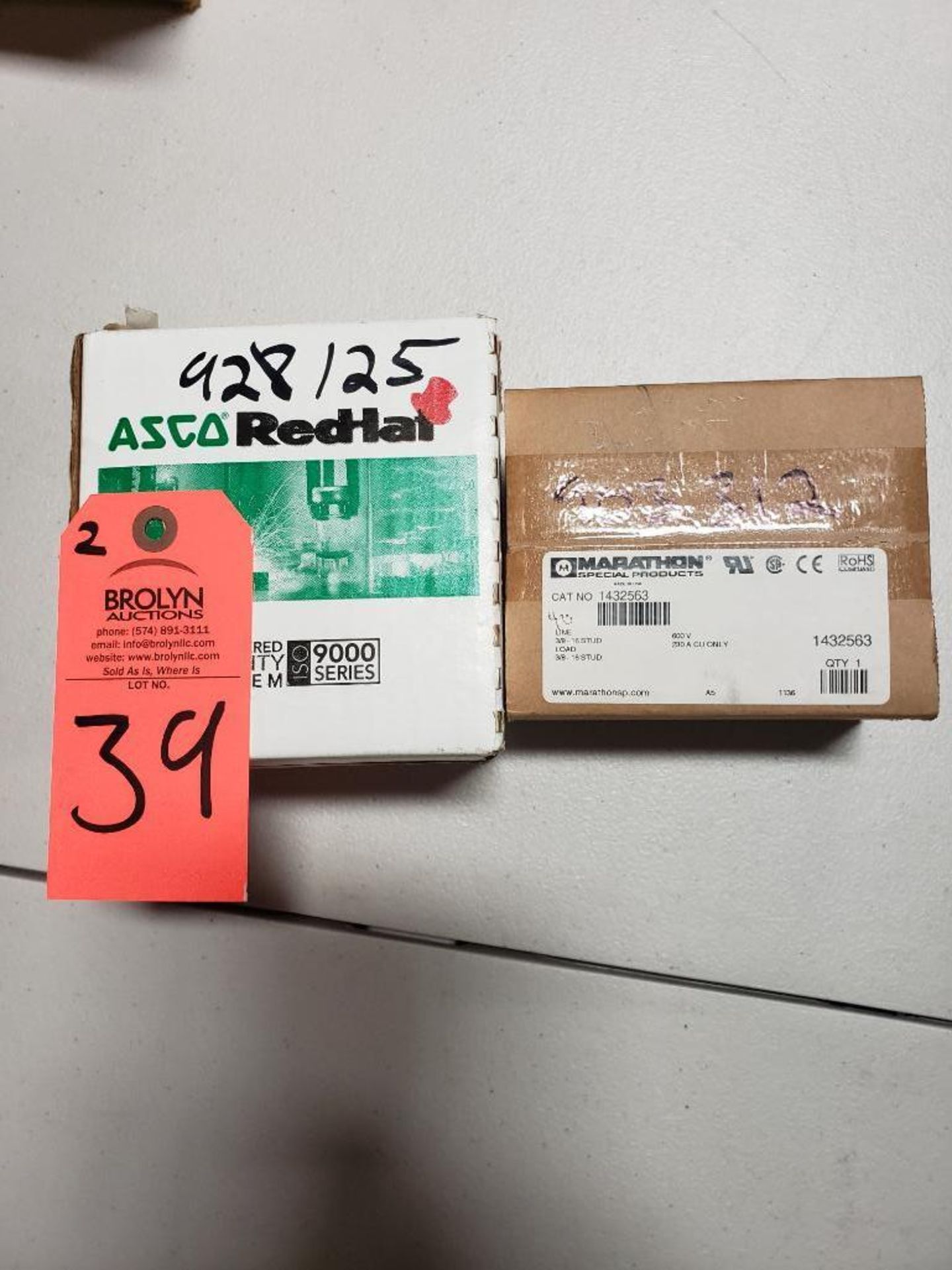 Qty 2 - Asco model EF8223G010 and Marathon model 143563. New in boxes.