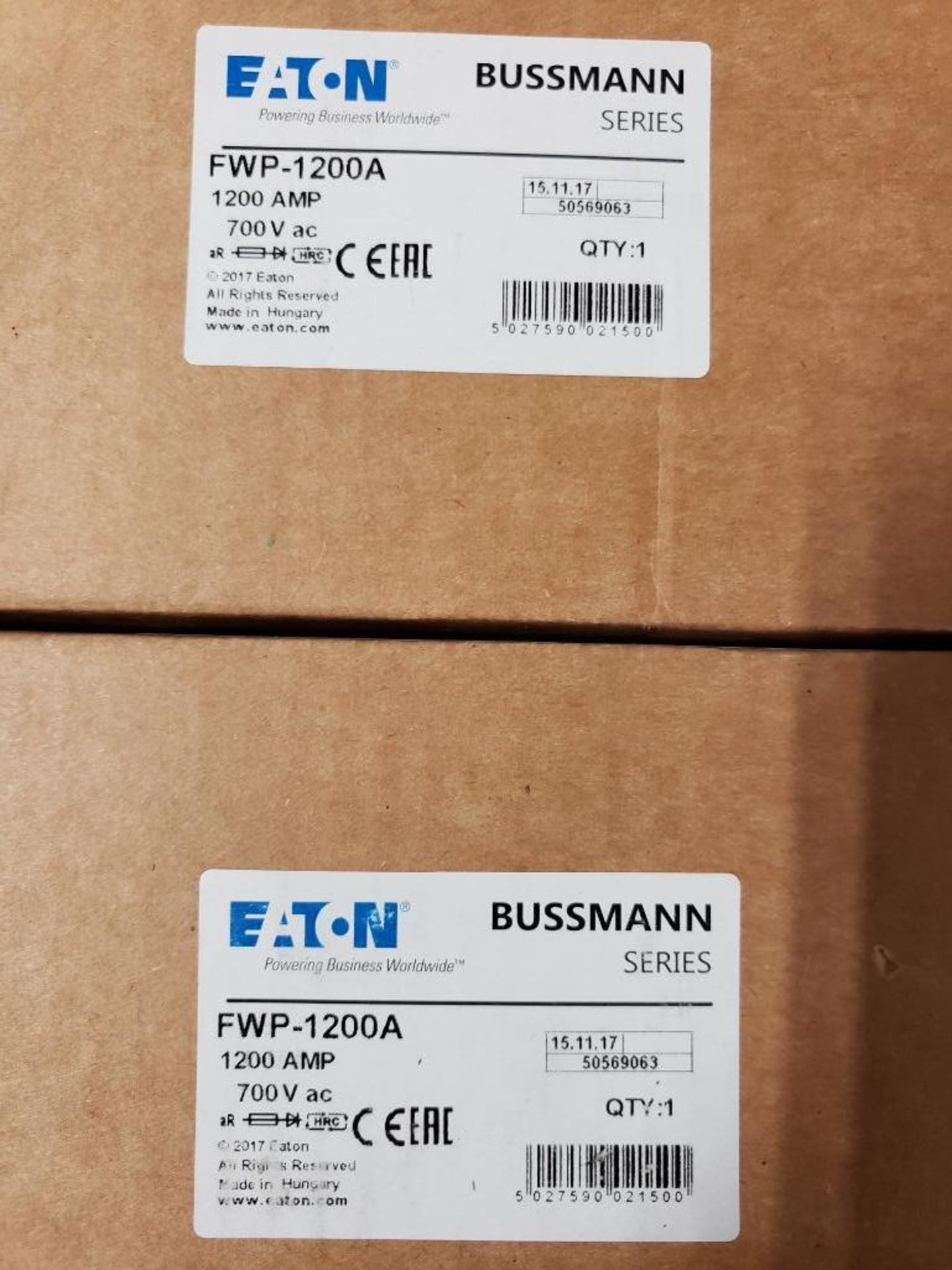 Qty 2 - Eaton Bussman fuse model FWP-1200A, 1200amp, 700vac. New in boxes. - Image 3 of 4